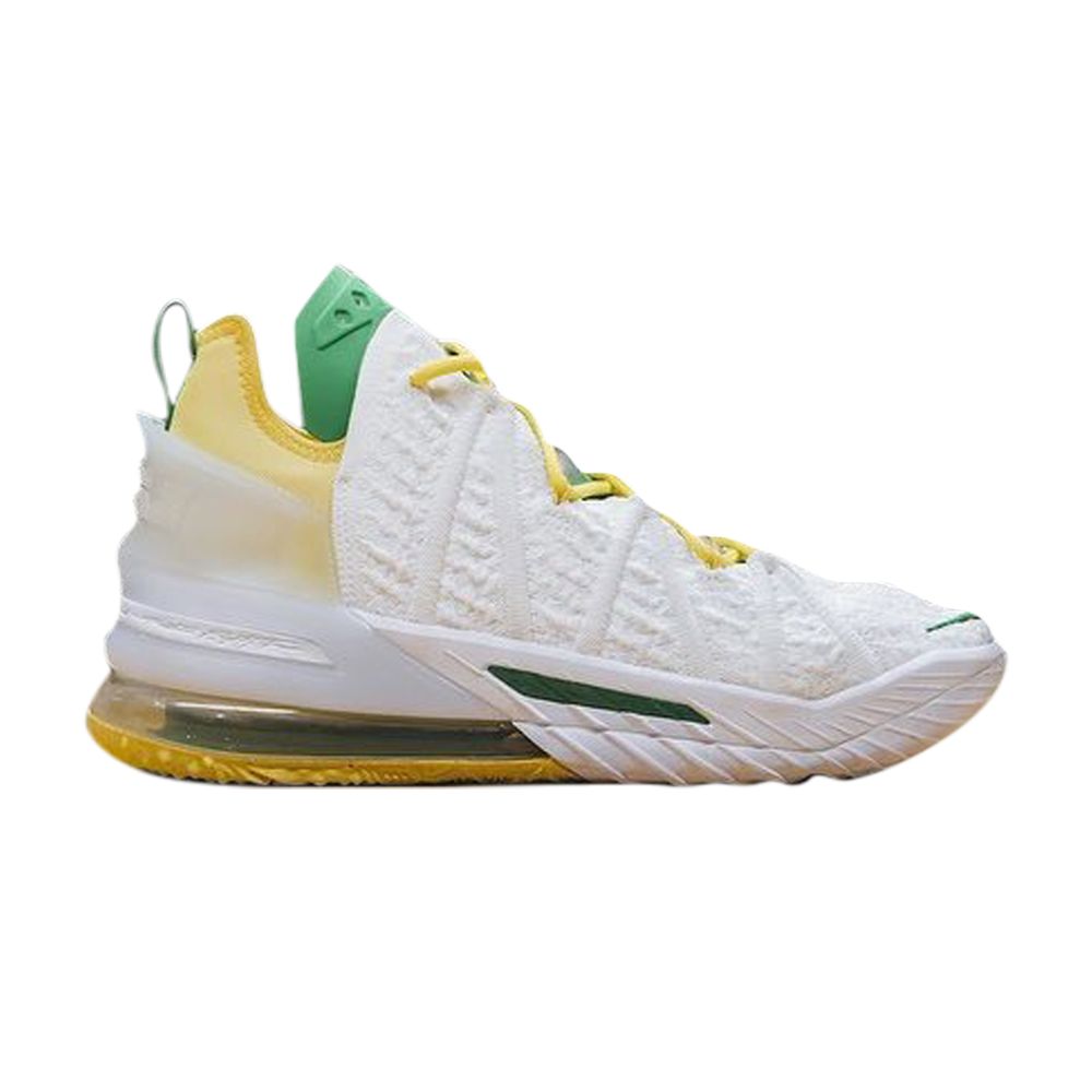 Nike LeBron 18 'Oregon Ducks Home' PE | White | Men's Size 14 - DJ80051006979-LN2