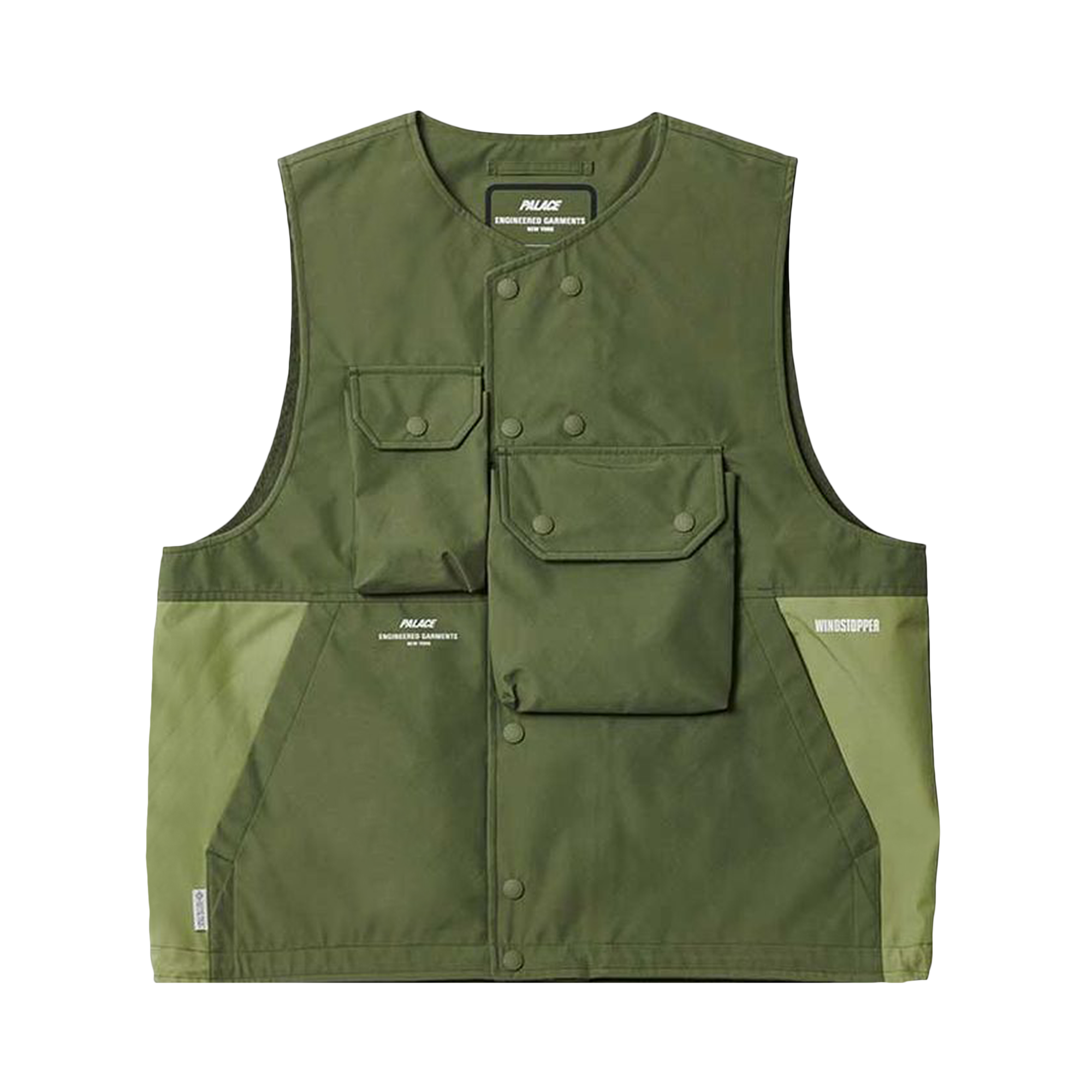 Pre-owned Palace X Engineered Garments Gore-tex Infinium Cover Vest 'olive' In Green