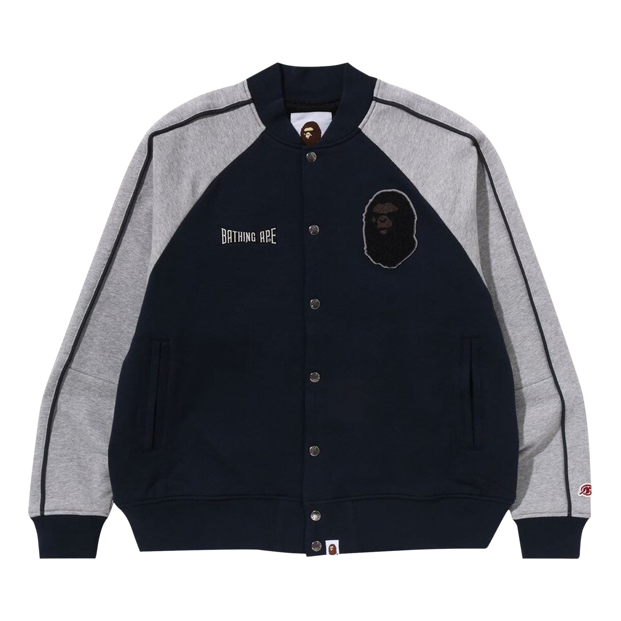 Pre-owned Bape Sweat Varsity Jacket 'navy' In Blue