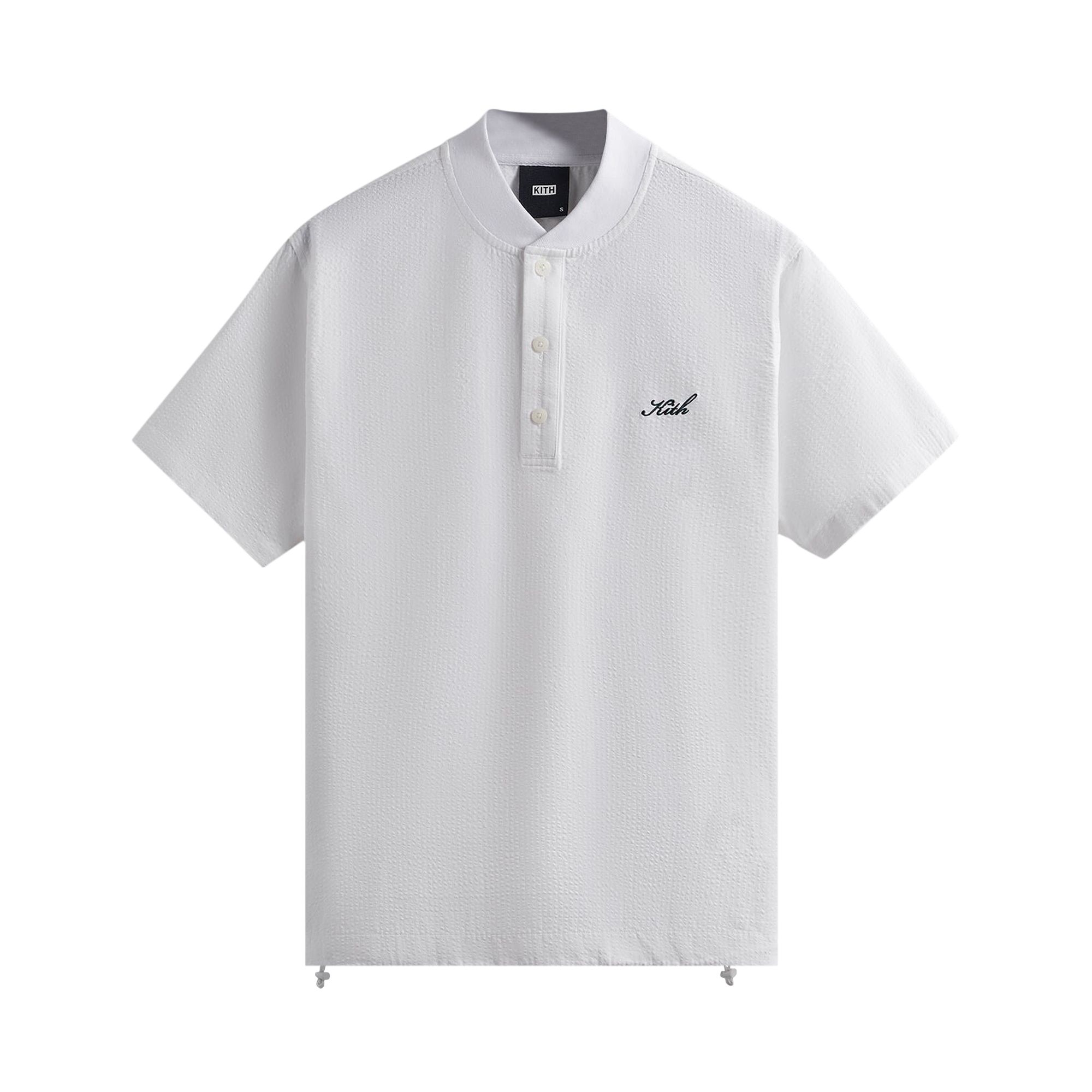 Pre-owned Kith Seersucker Pearson Henley Pullover 'white' | Men's Size S