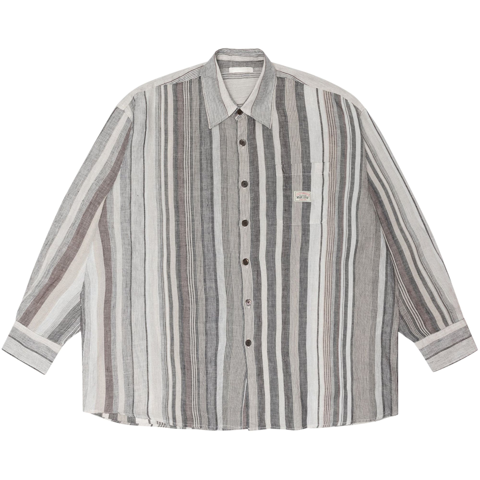 Pre-owned Stussy X Our Legacy Work Shop Borrowed Shirt 'raw Linen Stripe' In Multi-color