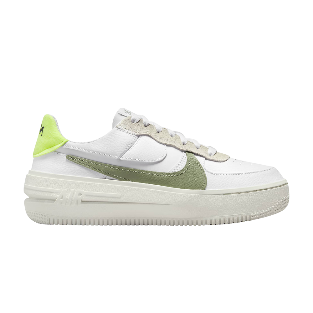 Pre-owned Nike Wmns Air Force 1 Plt.af.orm 'white Oil Green'