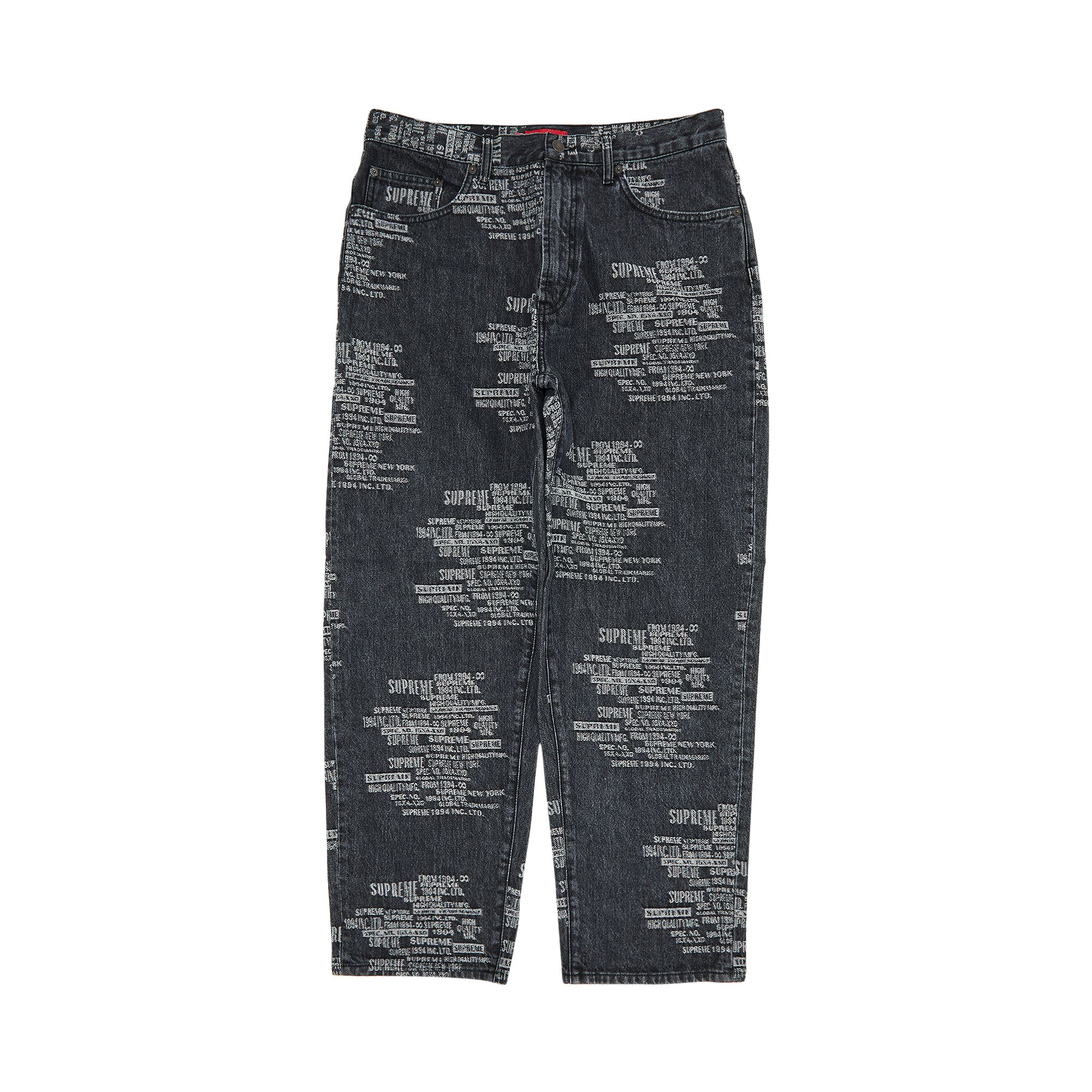 Pre-owned Supreme Trademark Jacquard Baggy Jean 'washed Black' | Men's Size 32