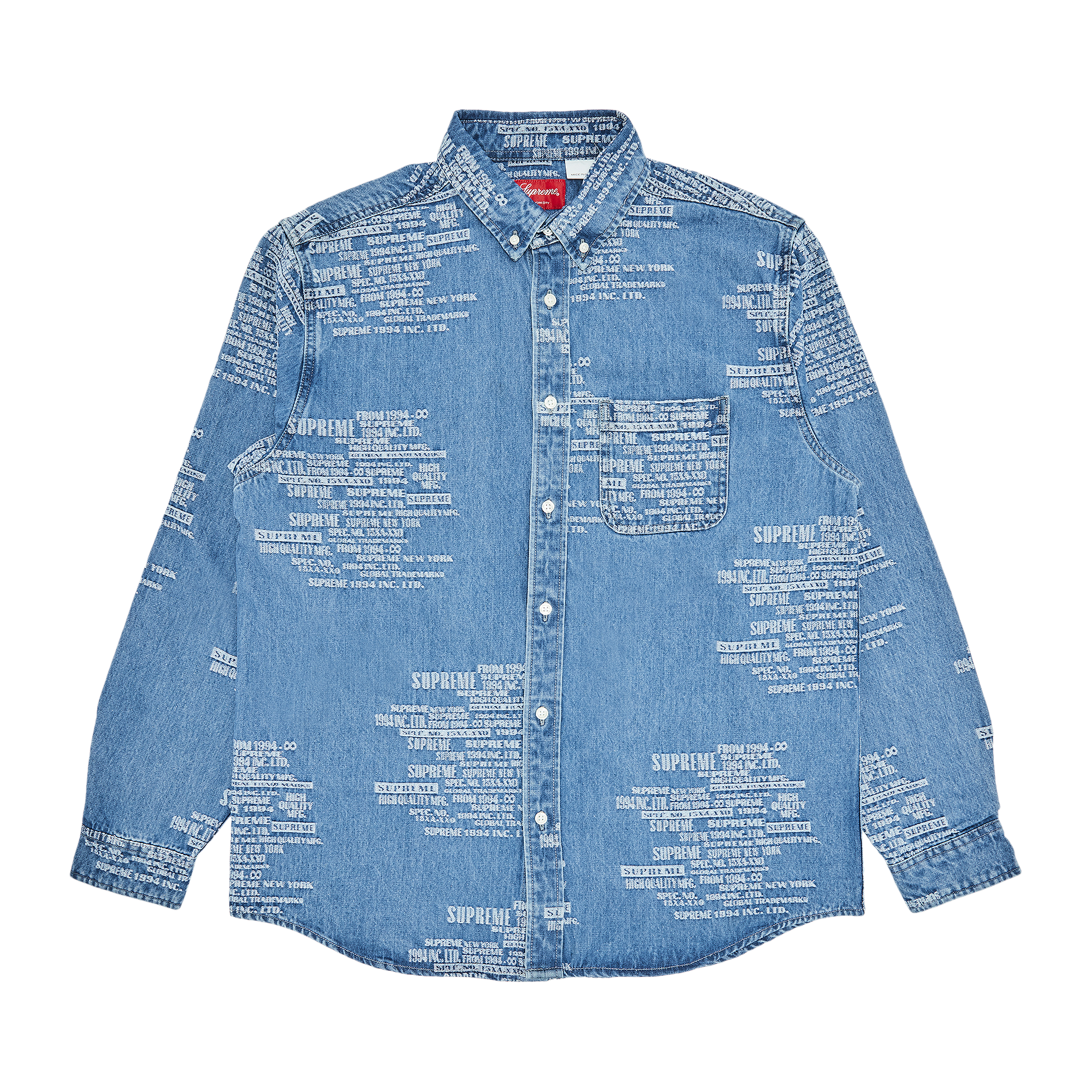 Pre-owned Supreme Trademark Jacquard Denim Shirt 'washed Blue'