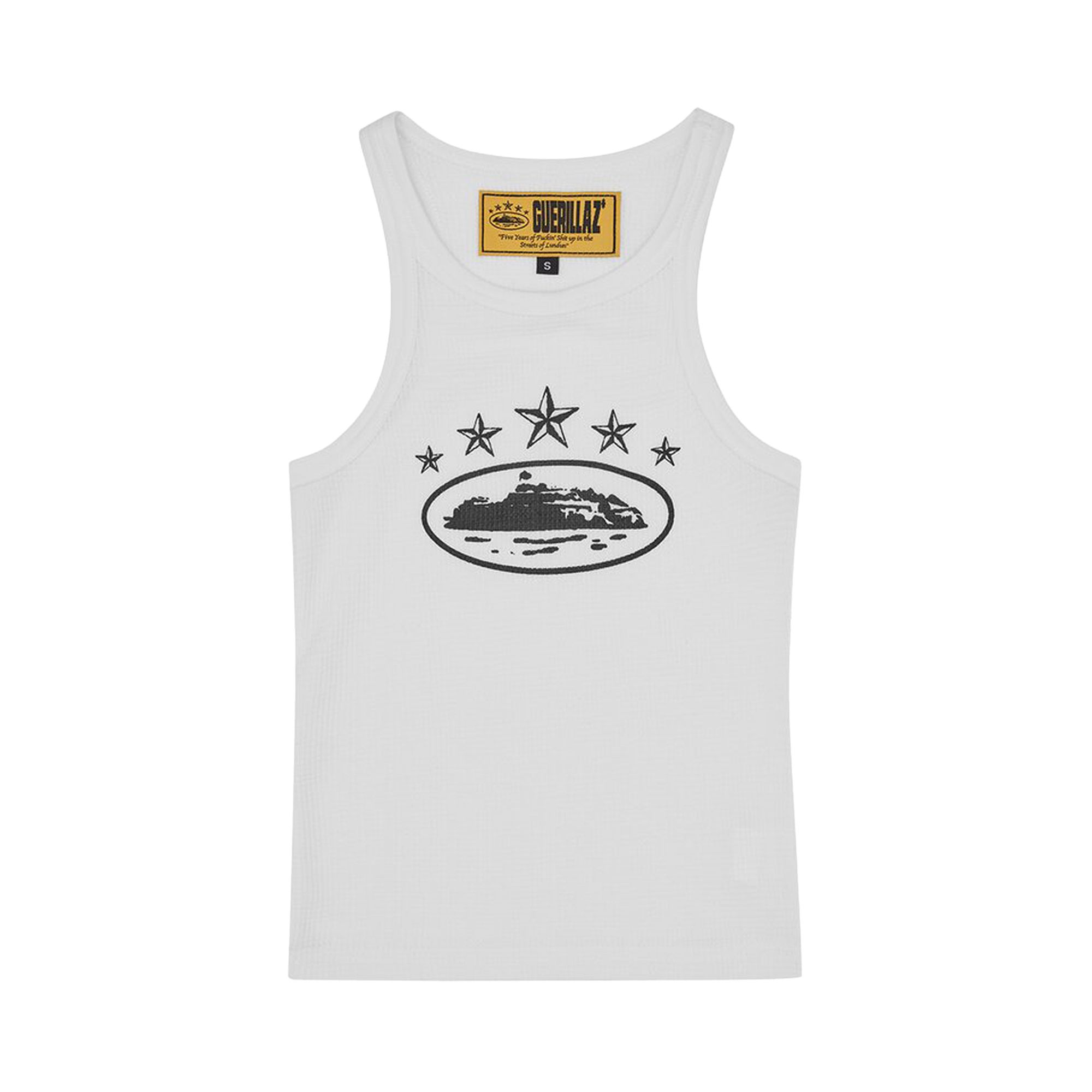 Pre-owned Corteiz 5 Starz Alcatraz Tank Top 'white'