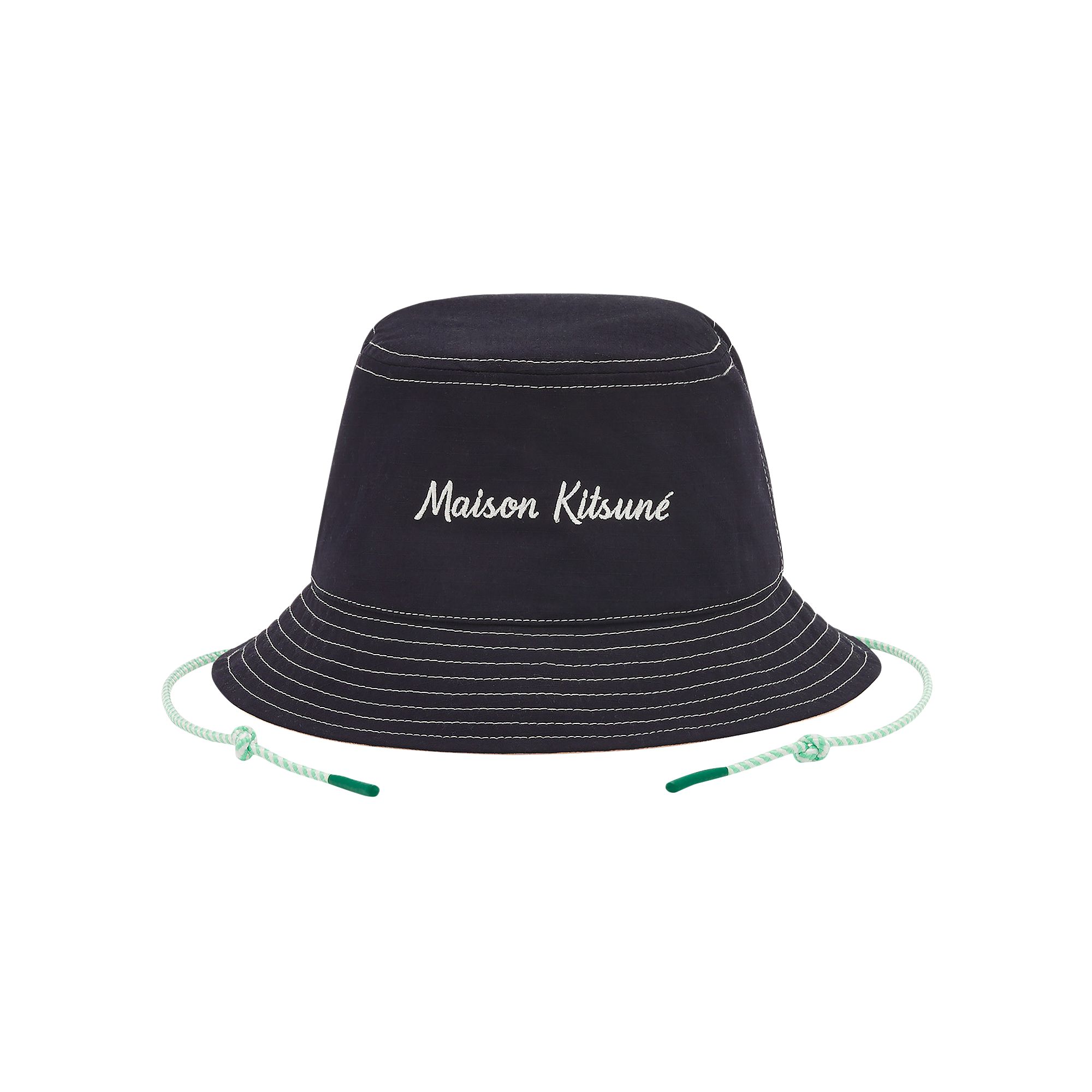 Pre-owned Maison Kitsuné Workwear Bucket Hat 'navy' | Blue | Men's Size Xs/s