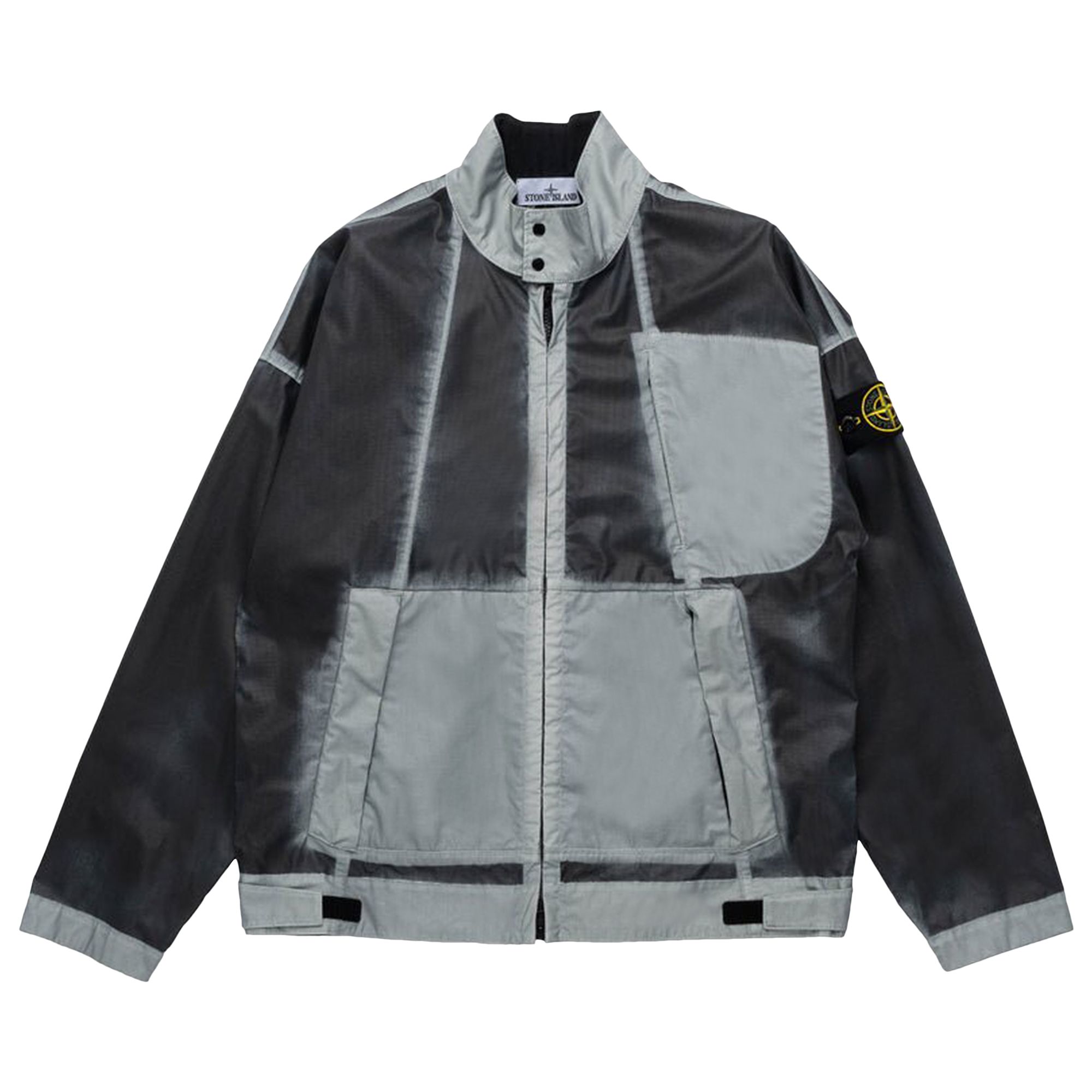 Pre-owned Stone Island Hand Sprayed Mussola Biker Jacket 'sky Blue'