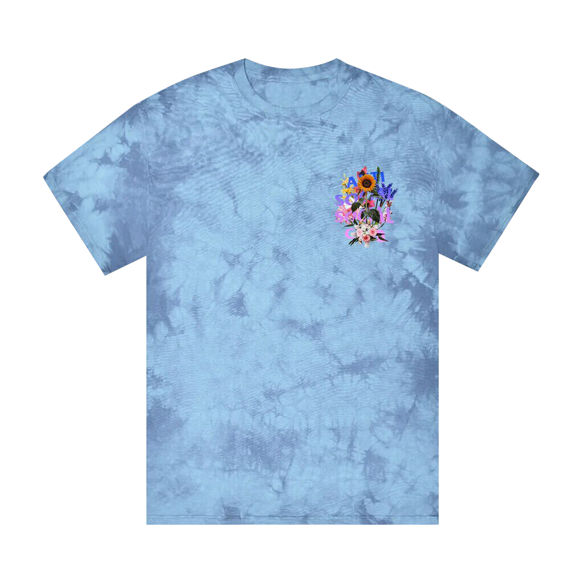 Pre-owned Anti Social Social Club Bouquet For The Old Days Tie Dye Tee 'blue'
