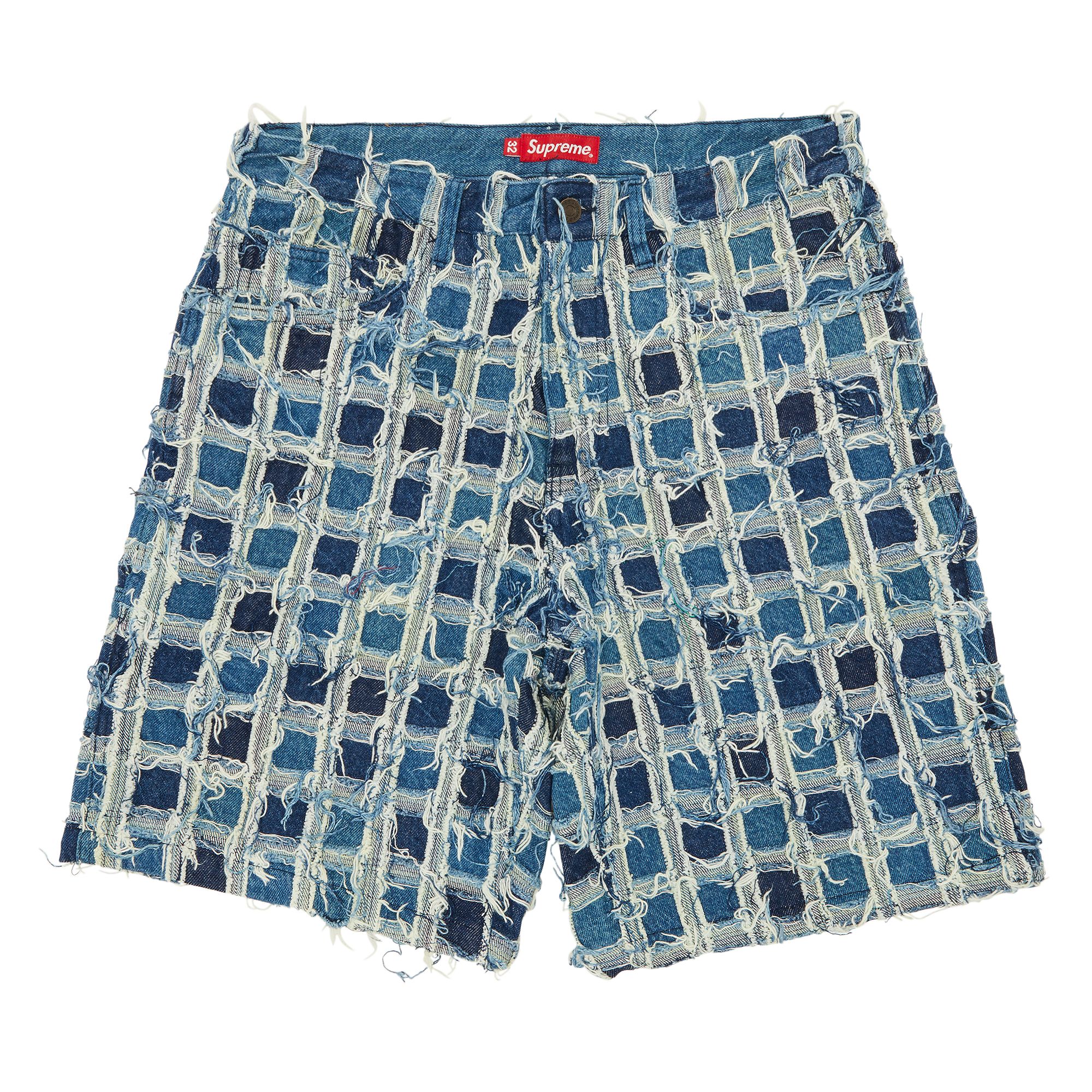Pre-owned Frayed Patchwork Baggy Denim Short 'washed Blue'