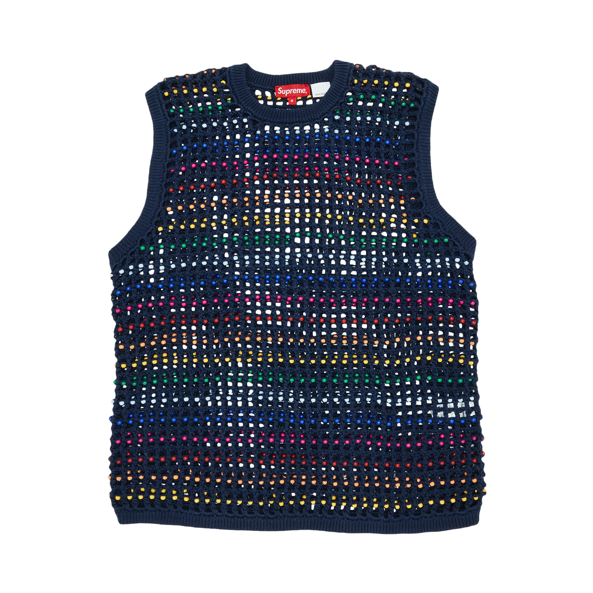 Pre-owned Supreme Beaded Sweater Vest 'navy' In Blue