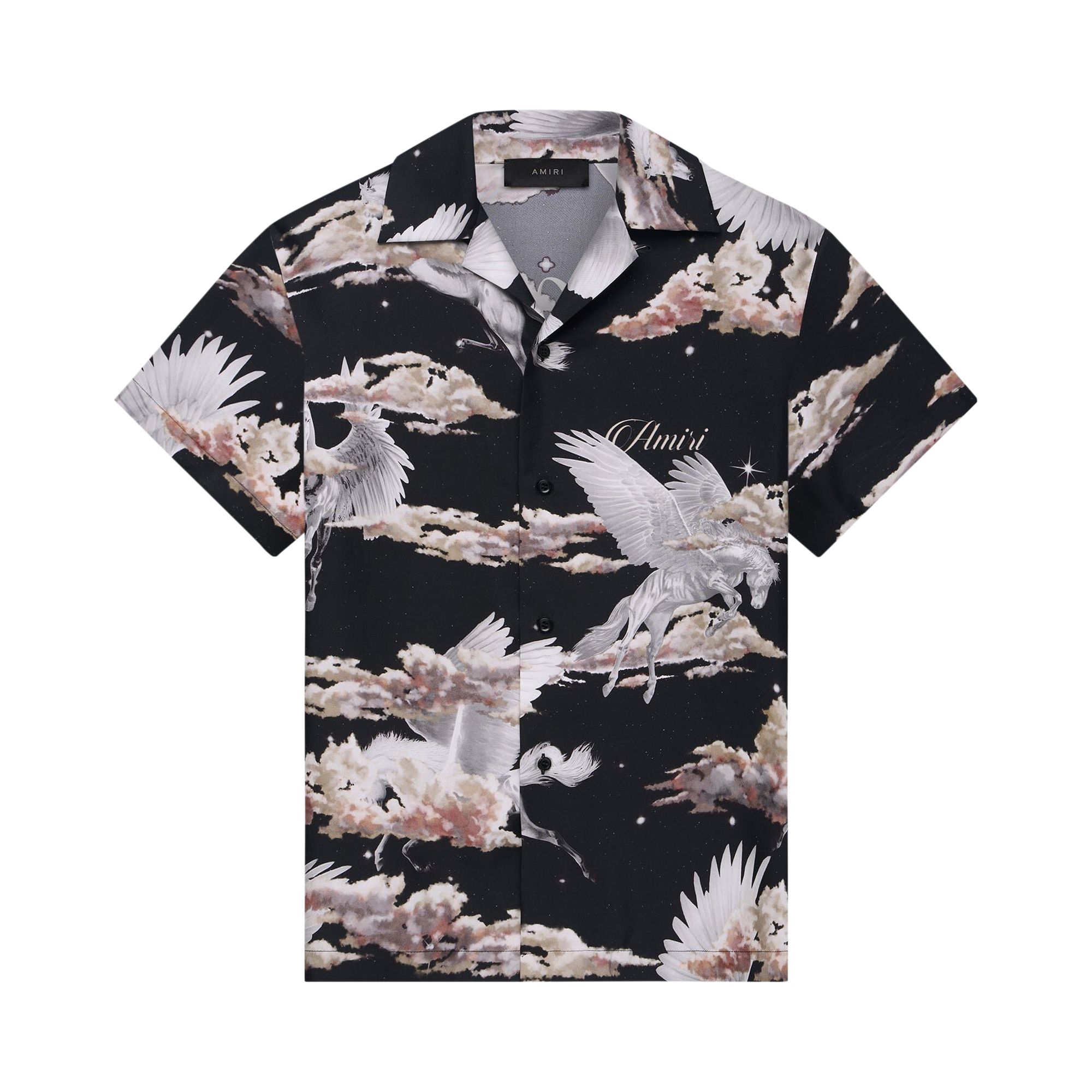 Pre-owned Amiri All Over Pegasus Bowling Shirt 'black' | Men's Size Xl