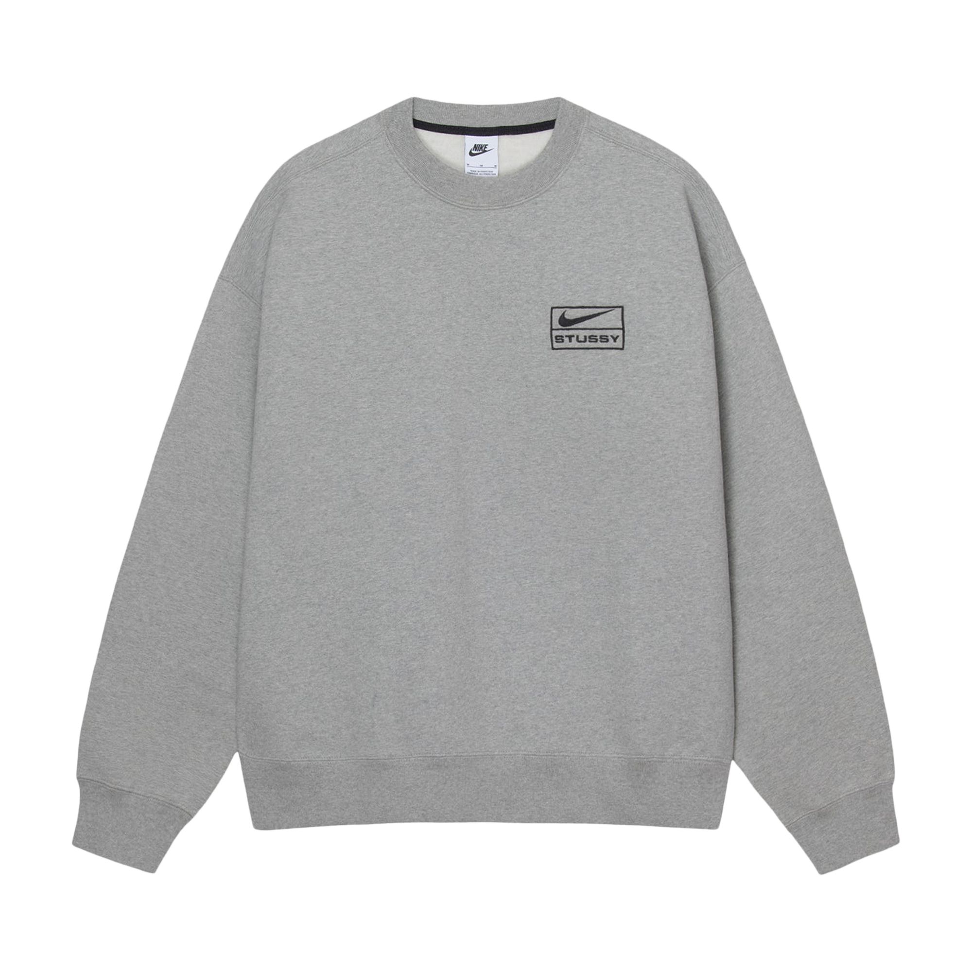 Stussy x Nike Fleece Crew 'Dark Grey Heather' | Men's Size S