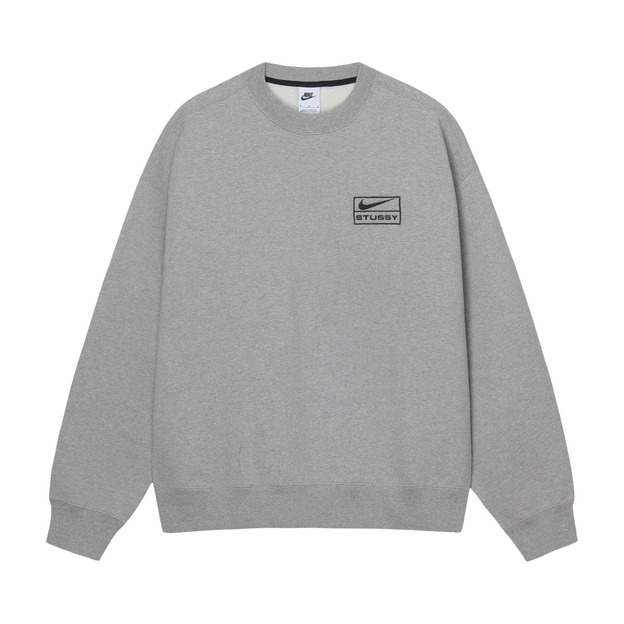 Pre-owned Stussy X Nike Fleece Crew 'dark Grey Heather'