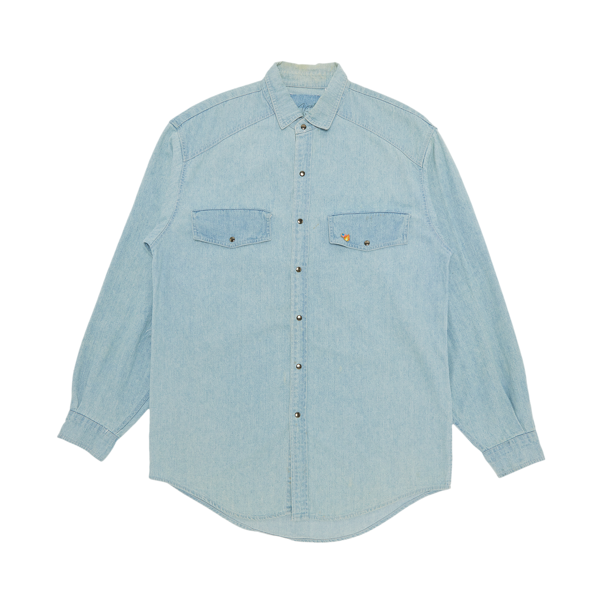 Pre-owned Sky High Farm Workwear Goat Exclusive For Manifesto  Denim Shirt 'light Wash' In Blue