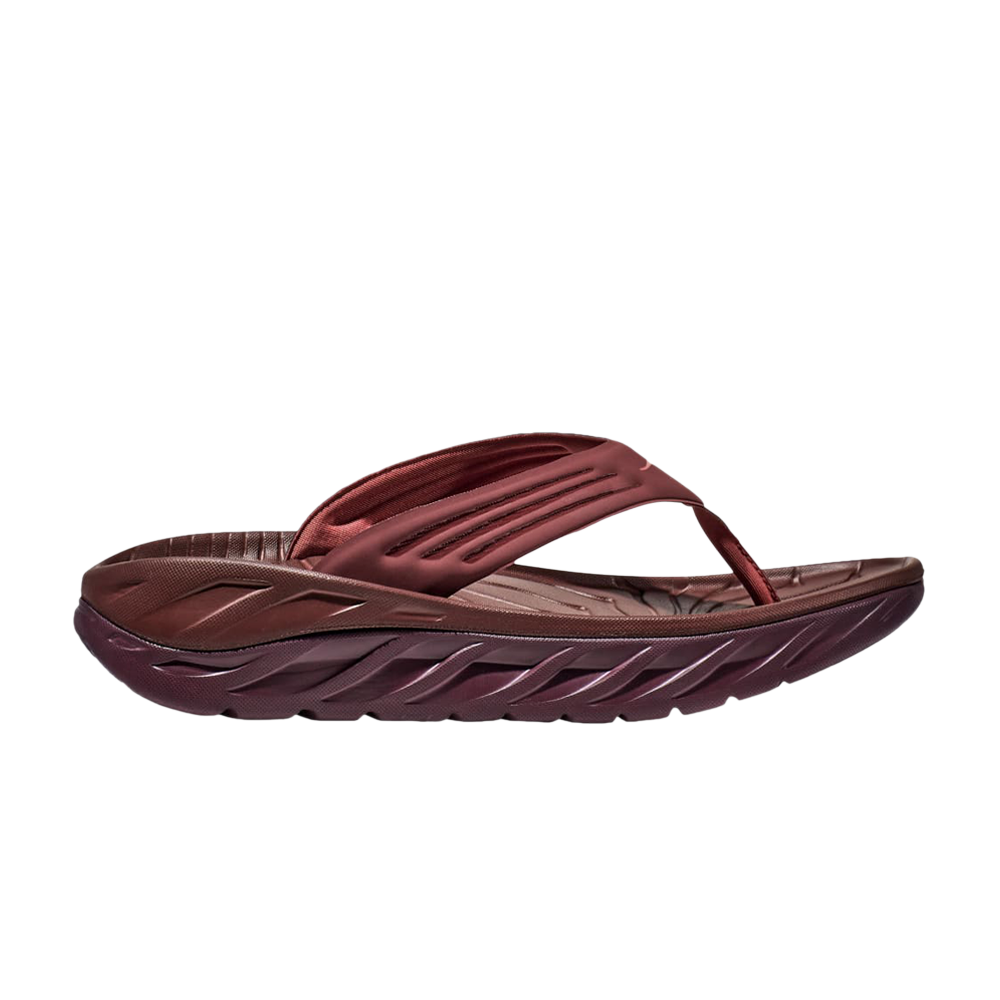 Pre-owned Hoka One One Ora Recovery Flip Slide 'spice Raisin' In Red
