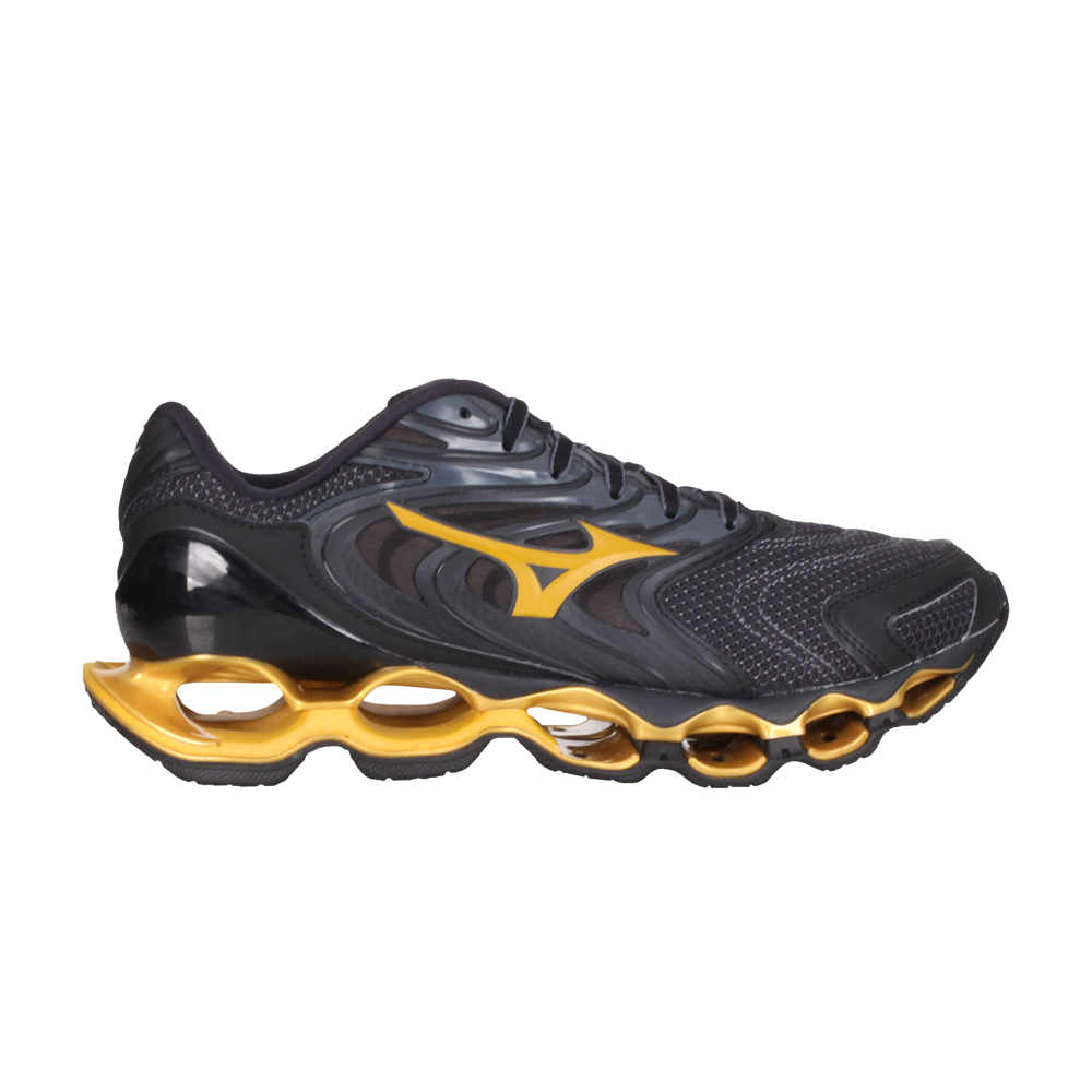Pre-owned Mizuno Wave Prophecy 12 S 'black Gold Reflective'
