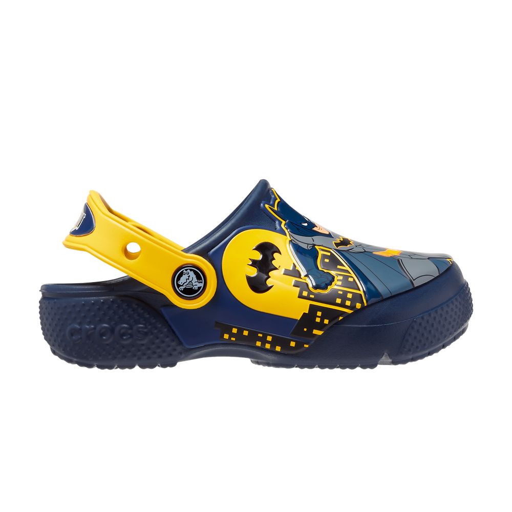 Pre-owned Crocs Dc Comics X Classic Clog Kids 'fun Lab - Batman Patch' | Blue | Kid's Size 3