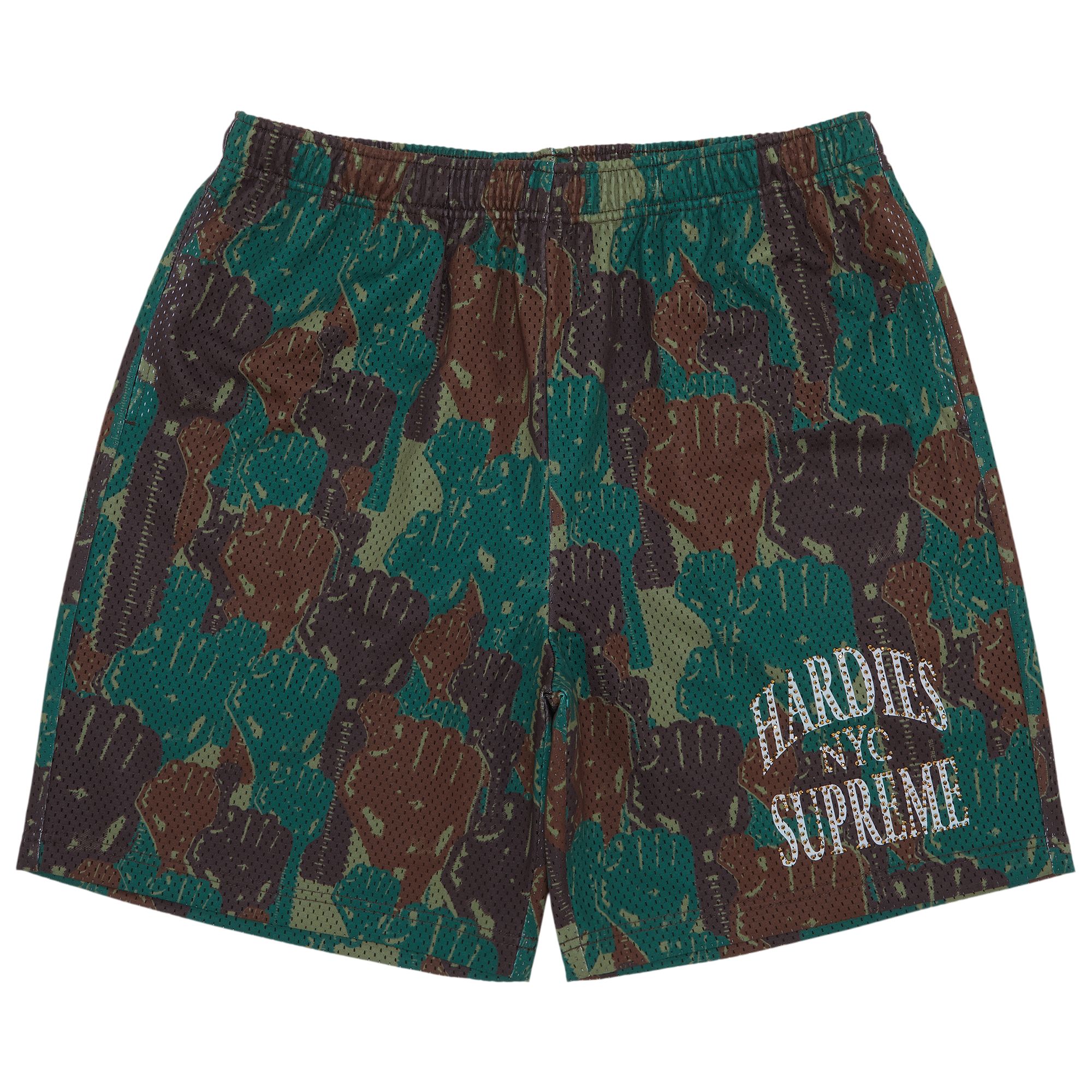 SUPREME SUPREME X HARDIES CAMO BASKETBALL SHORT 'GREEN'