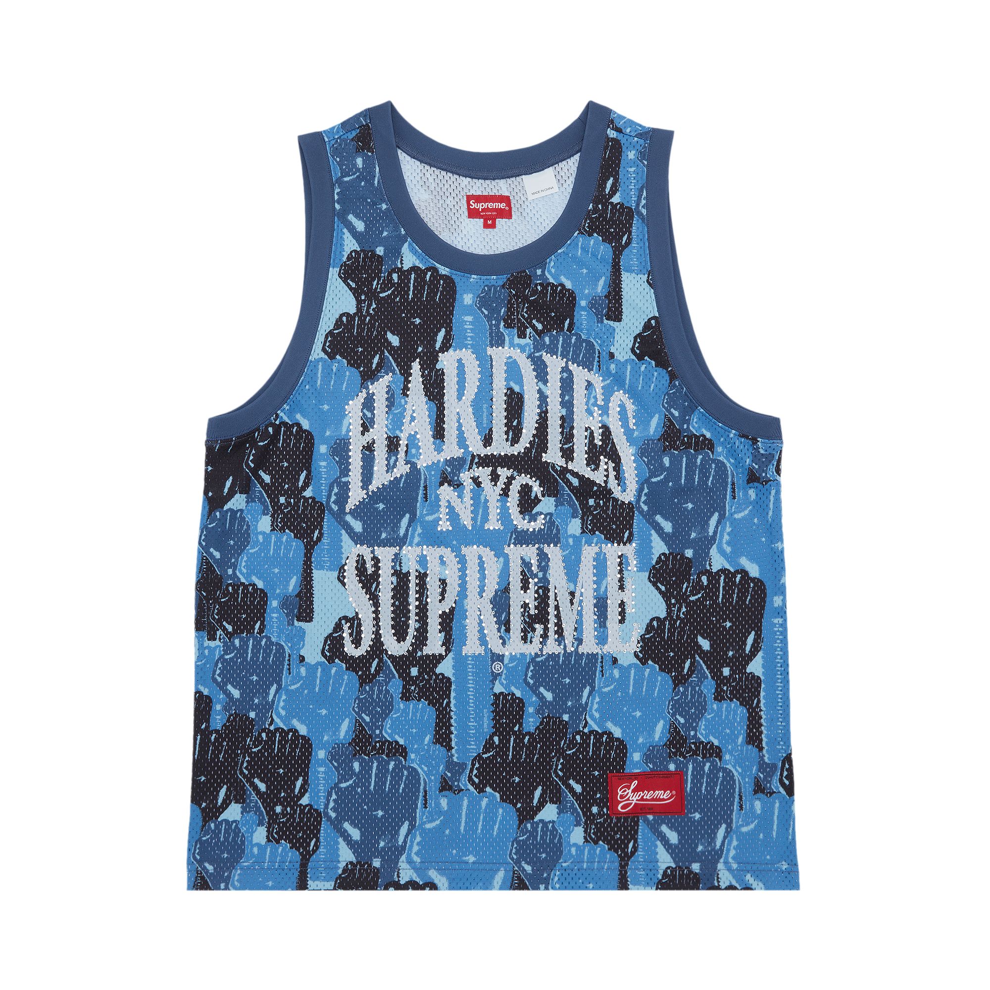 SUPREME SUPREME X HARDIES CAMO BASKETBALL JERSEY 'BLUE'