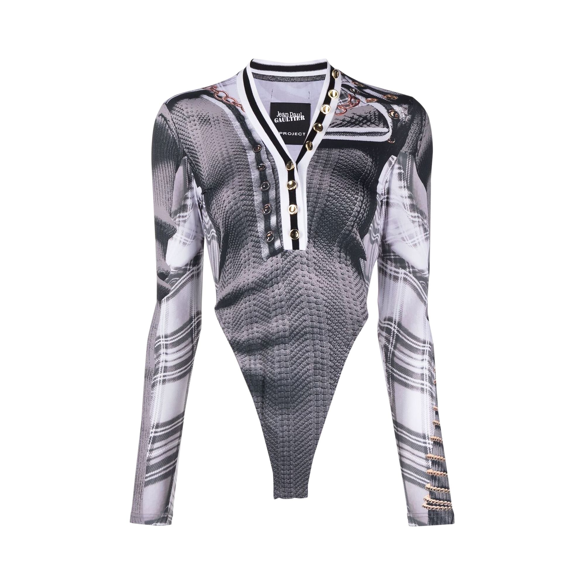 Pre-owned Y/project Trompe L'oeil Cardigan Bodysuit 'grey/white' | Women's Size 38