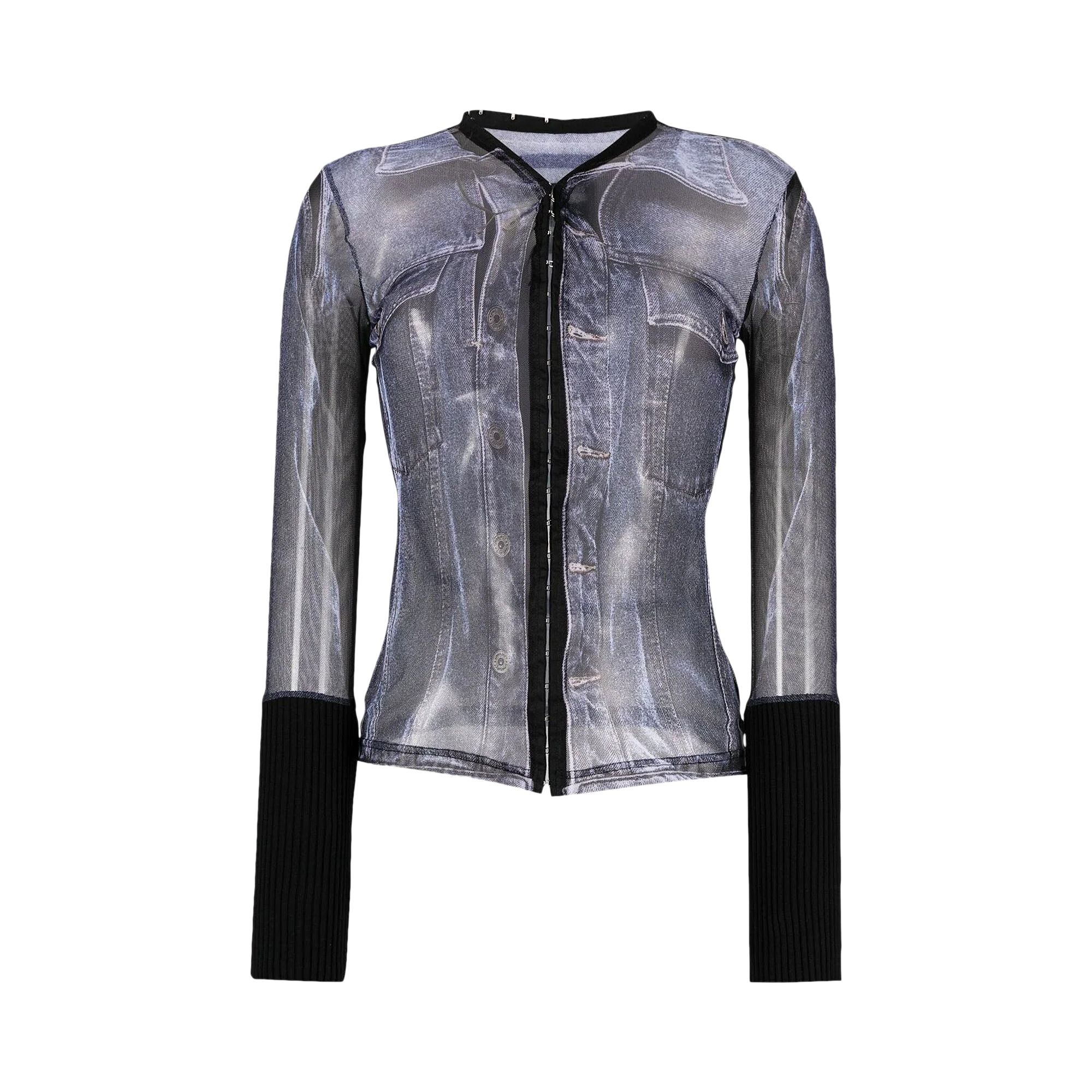 Pre-owned Y/project Trompe L'oeil Denim Hook And Eye Top 'black/white' | Women's Size 40