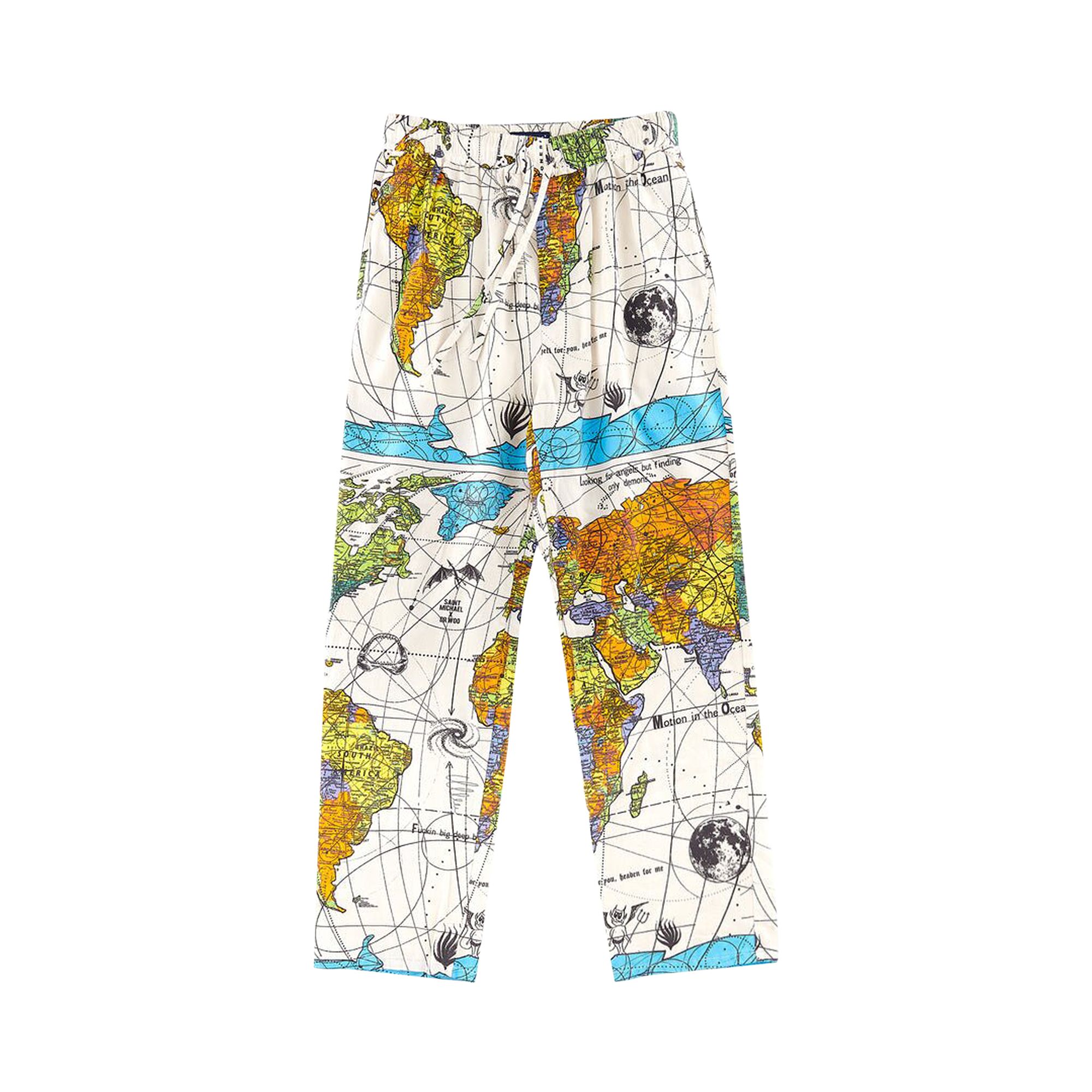 Click to view more detailed imagery on our partner's website Pre-owned Saint Michael X Dr. Woo Pajama World Map Pants 'white'