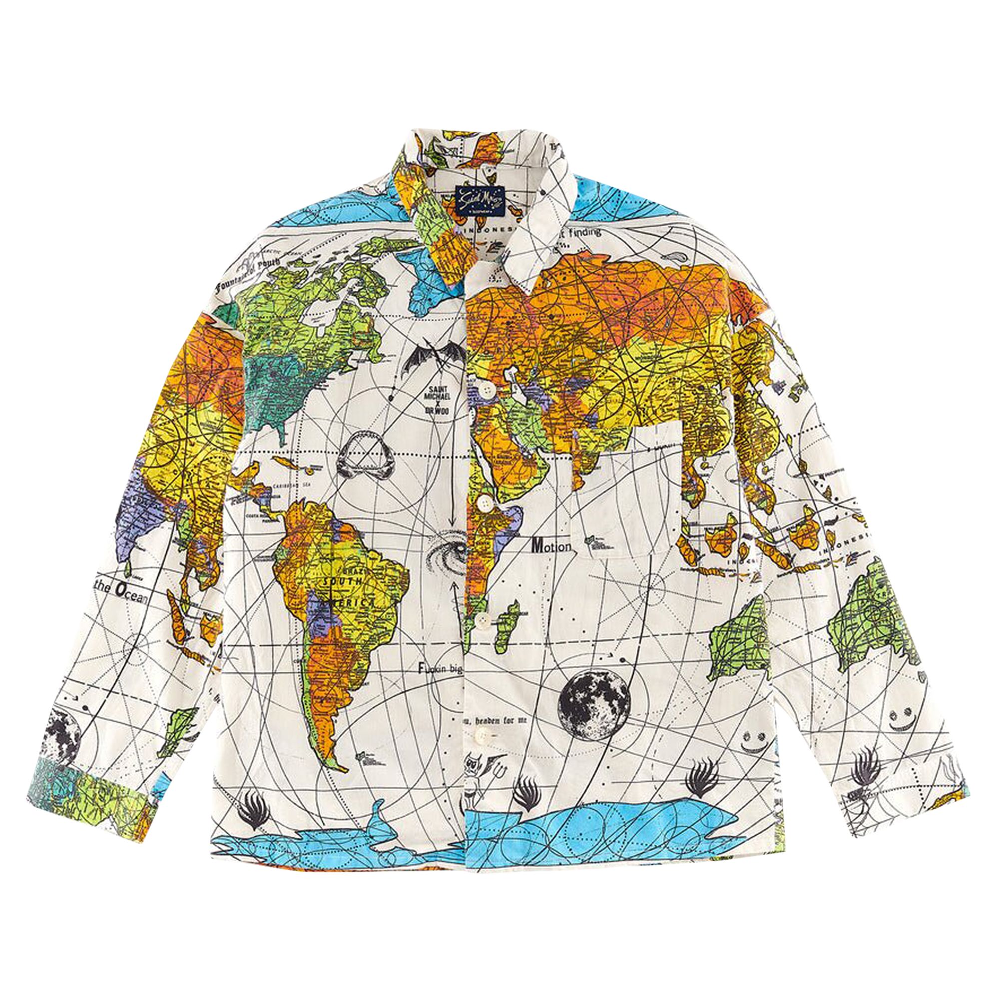Click to view more detailed imagery on our partner's website Pre-owned Saint Michael X Dr. Woo Pajama World Map Shirt 'white'