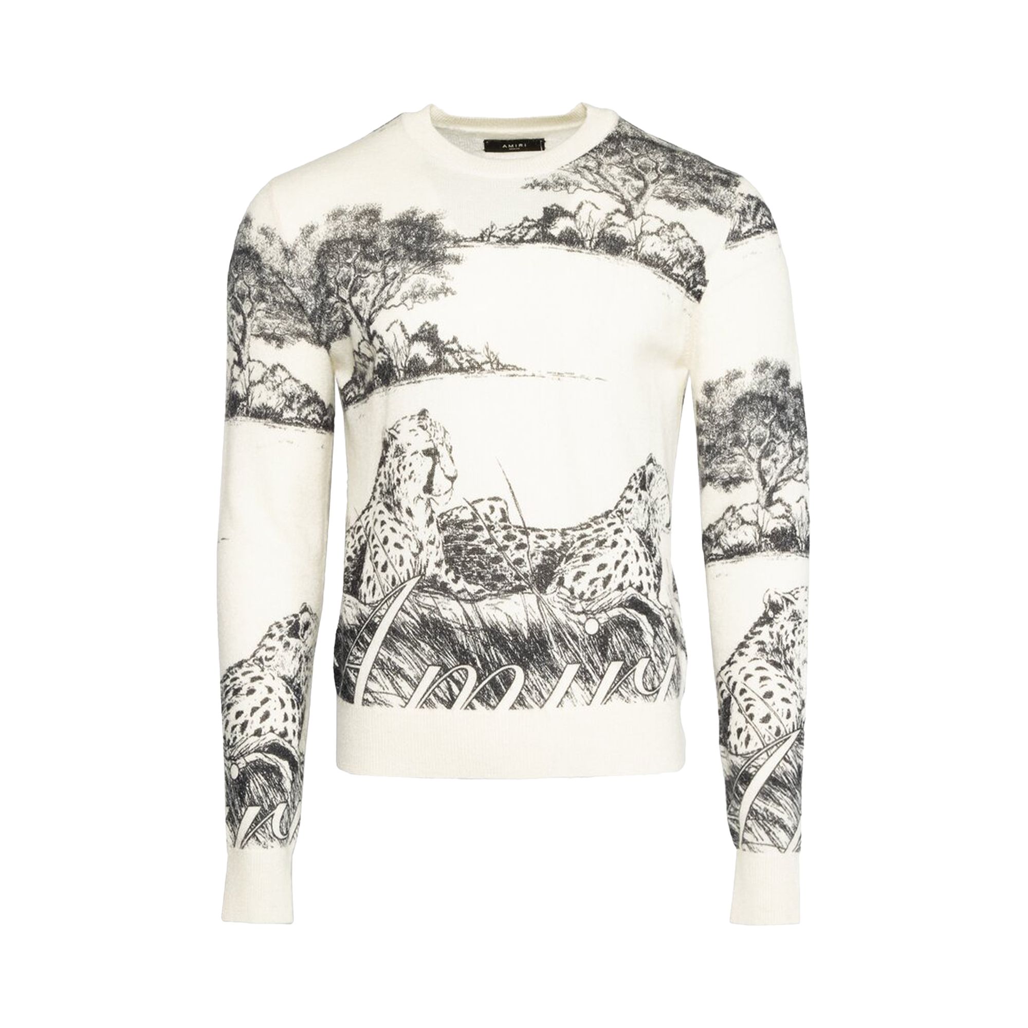 Pre-owned Amiri All Over Leopard Print Crew 'tan' | Men's Size Xl