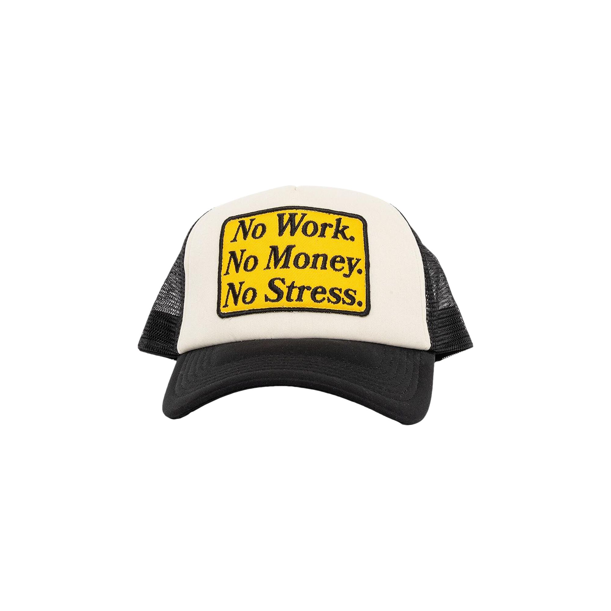Pre-owned Market No Stress Trucker Hat 'black/cream' In Multi-color