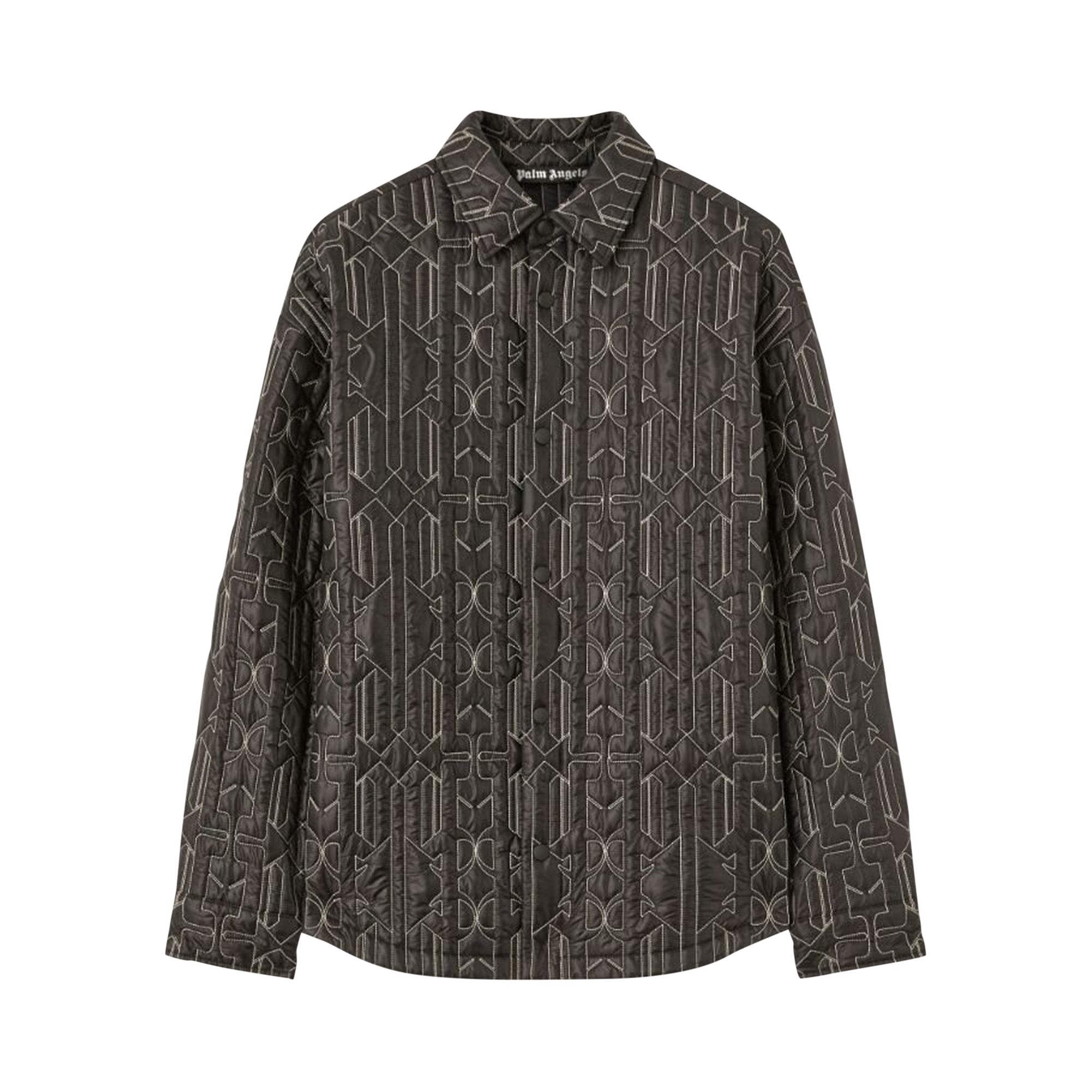 Palm Angels All Monogram Quilted Dover Jacket 'Anthracite' | Grey | Men's Size M