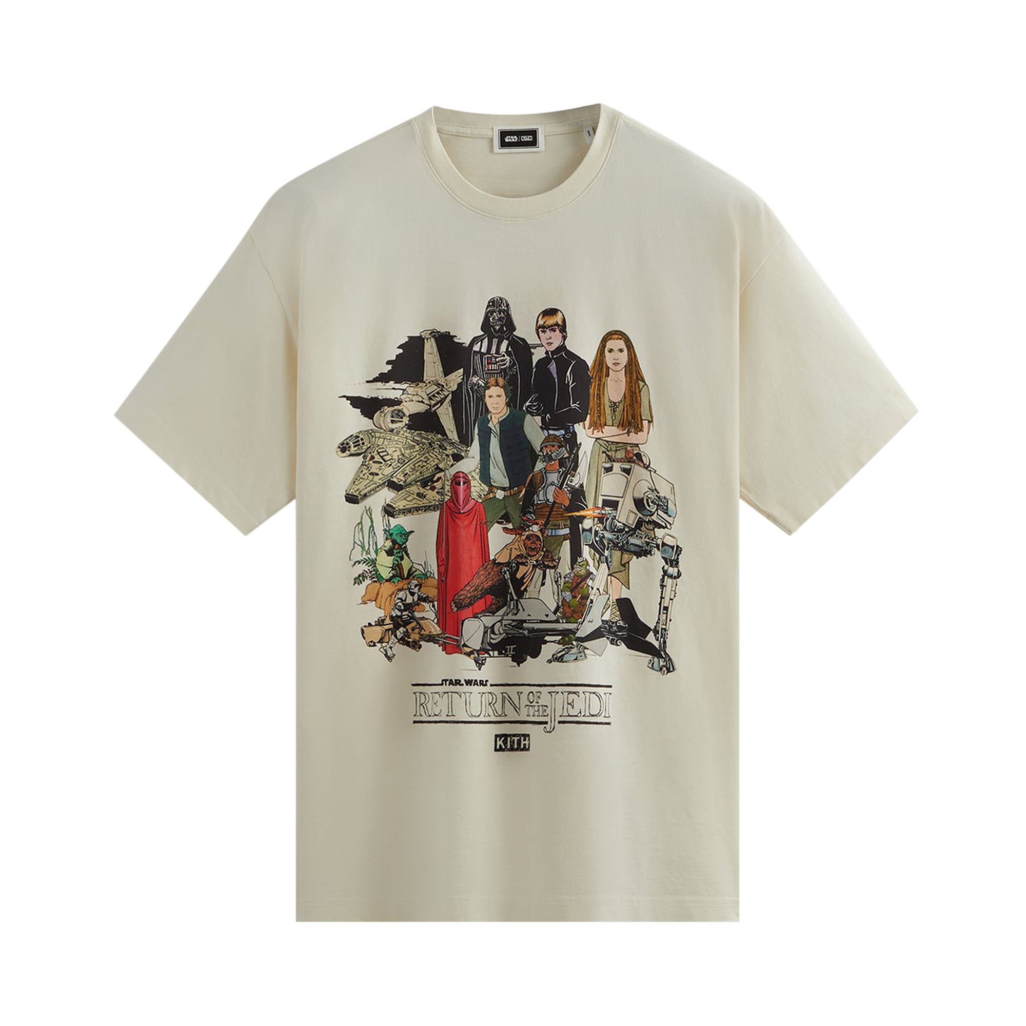 Pre-owned Kith X Star Wars Illustration Vintage Tee 'sandrift' In Cream