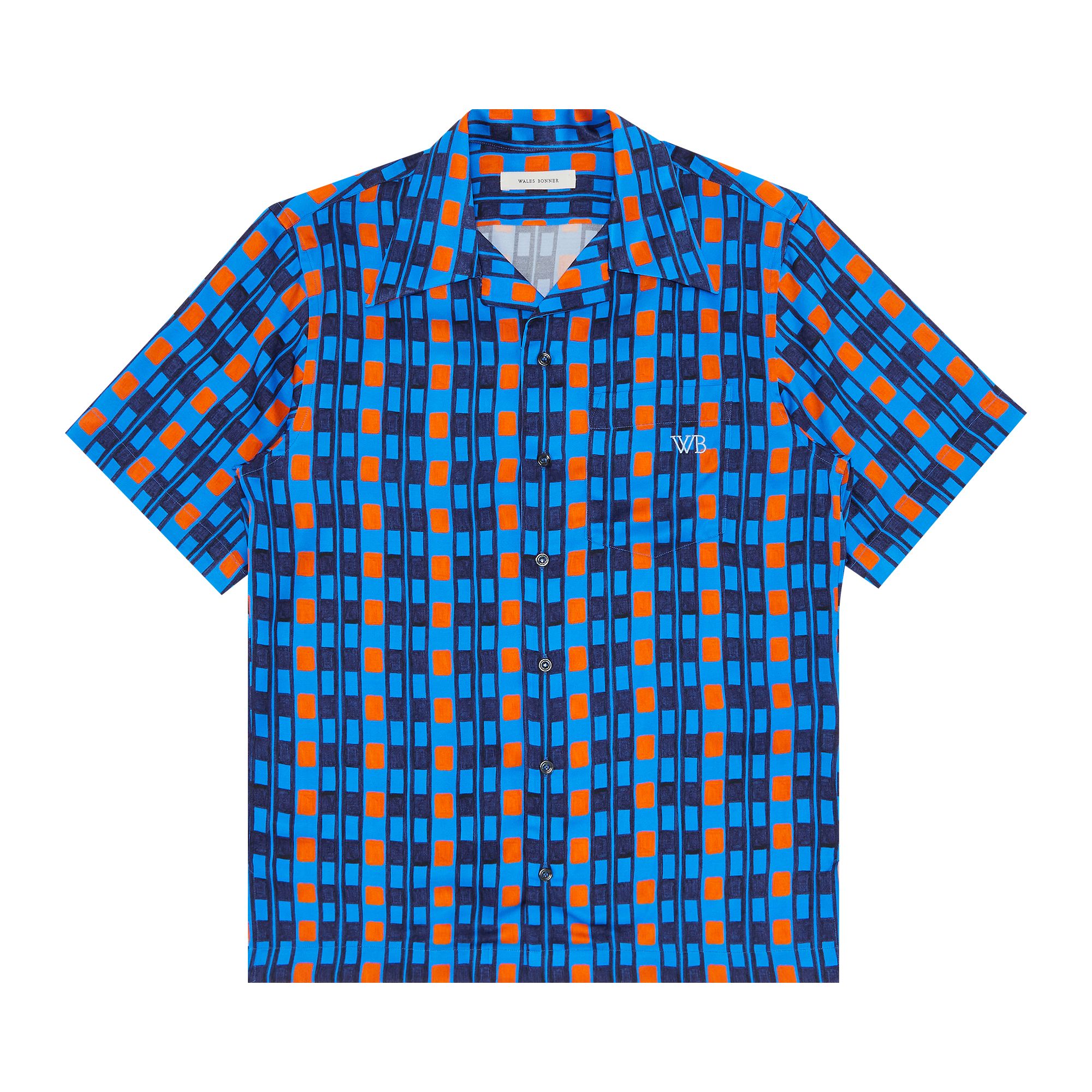 Pre-owned Wales Bonner Highlife Bowling Shirt 'blue' | Men's Size 50
