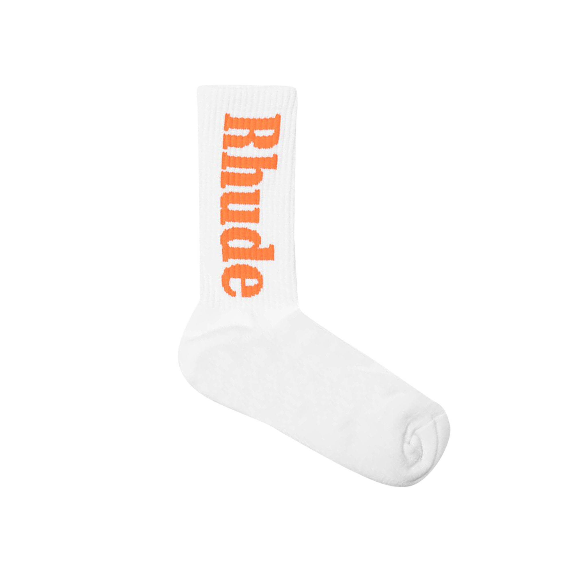 Pre-owned Rhude Logo Sock 'white/orange'