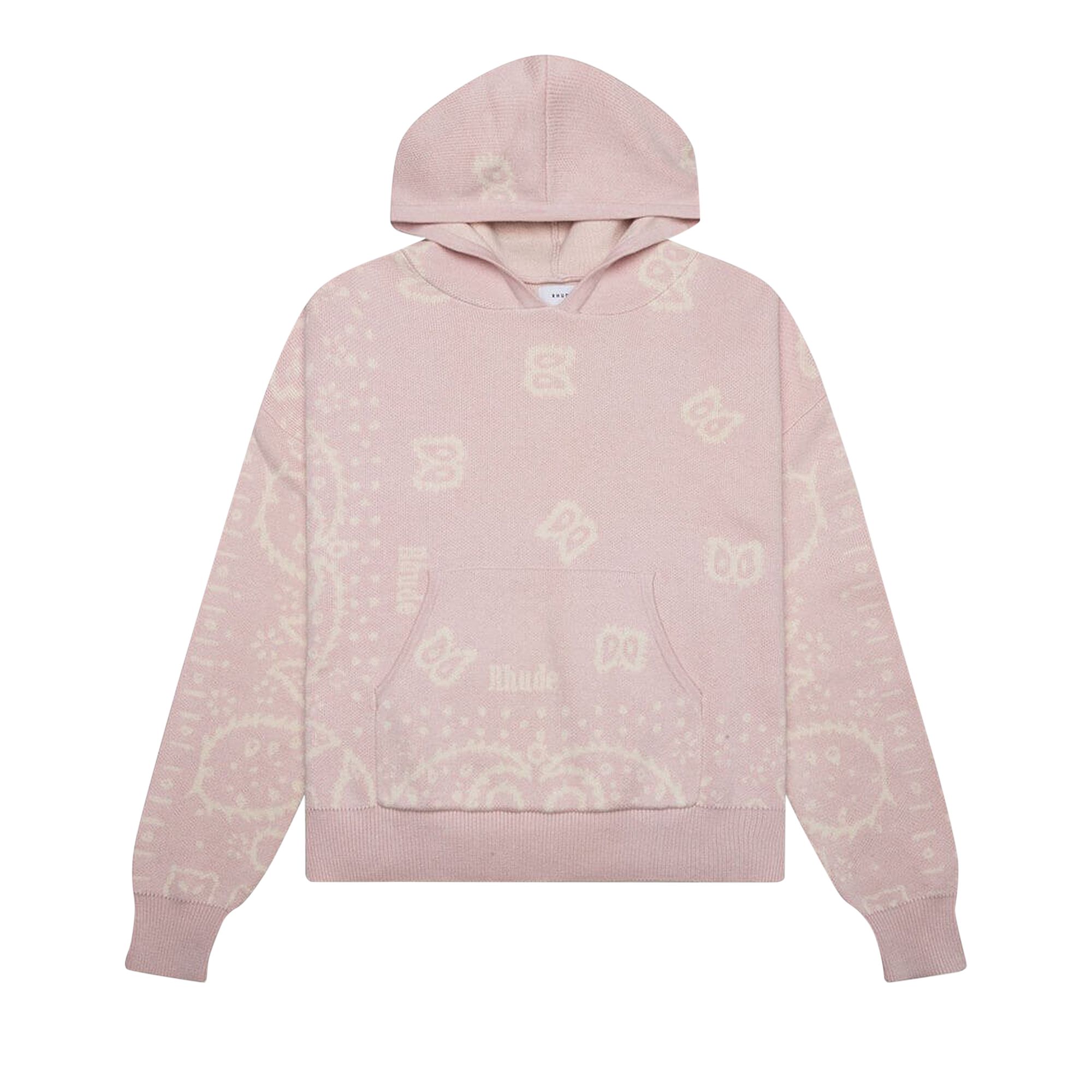 Pre-owned Rhude Knit Bandana Hoodie 'pink/white' | Men's Size M