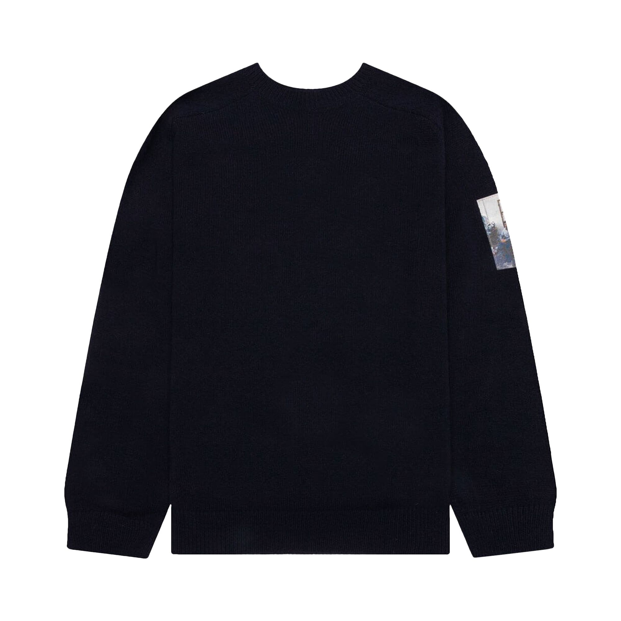 Pre-owned Raf Simons Light Roundneck Hammersleeve Sweater With Patches 'dark Navy' | Blue | Men's Size S