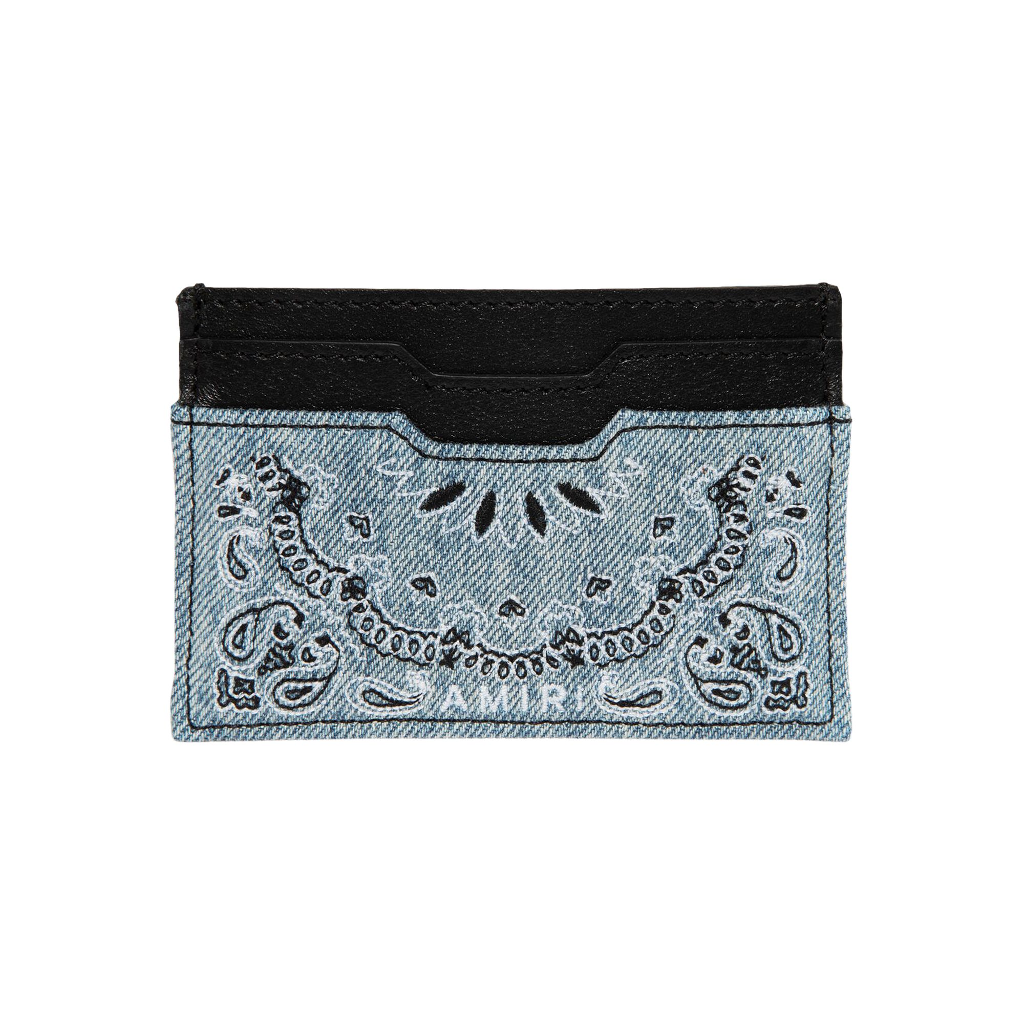 Pre-owned Amiri Bandana Denim Card Holder 'clay Indigo' In Blue