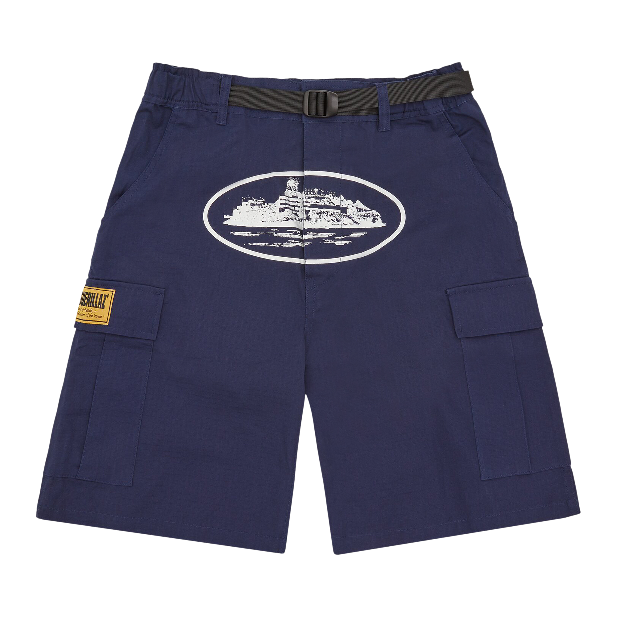 Pre-owned Corteiz Alcatraz Cargo Shorts 'navy' In Blue