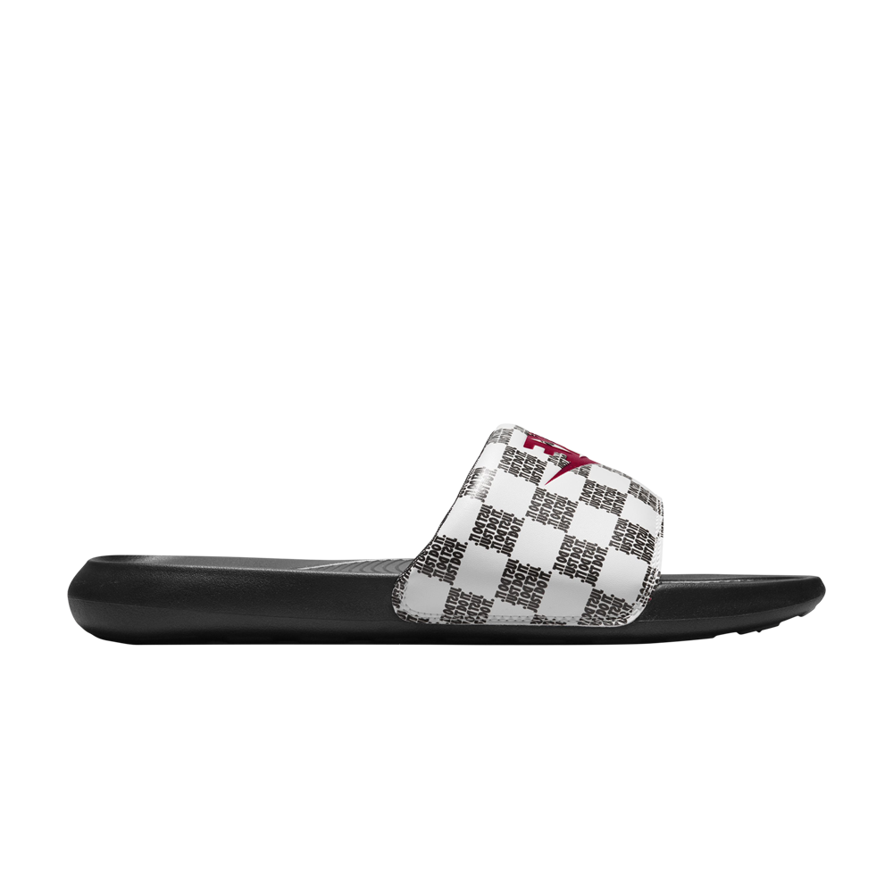 Pre-owned Nike Victori One Slide Print 'just Do It Checkered - White Black'