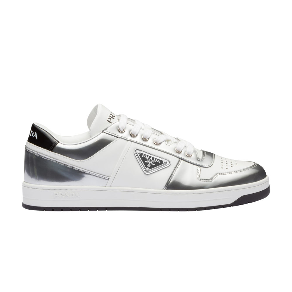Pre-owned Prada Downtown Leather 'silver White'
