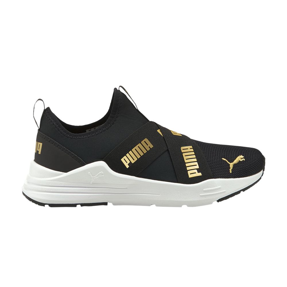 Pre-owned Puma Wired Run Slip-on Big Kid 'black Team Gold' | Kid's Size 5