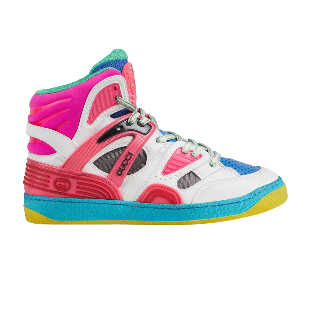Pre-owned Gucci Wmns Basket High 'white Pink Blue'