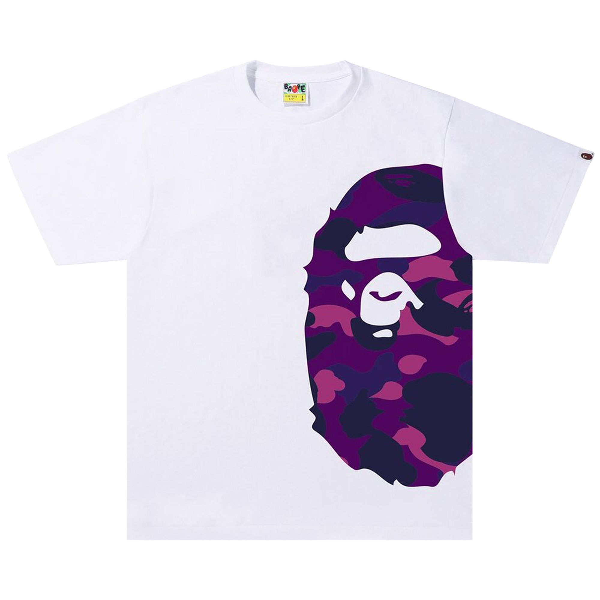 BAPE Camo Side Ape Head Tee 'White/Purple' | Men's Size L