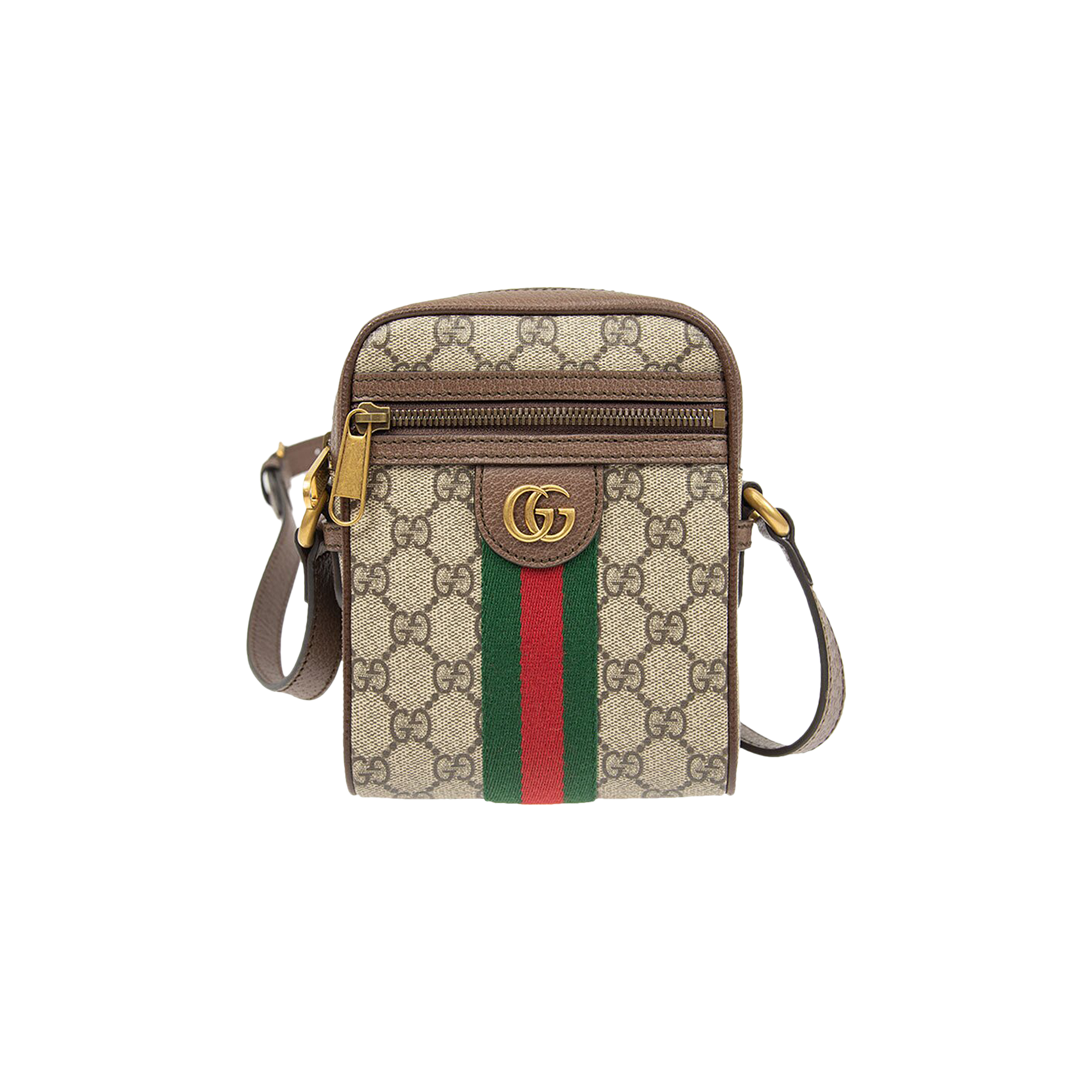 Pre-owned Gucci Gg Supreme Ophidia Shoulder Bag 'beige' In Brown