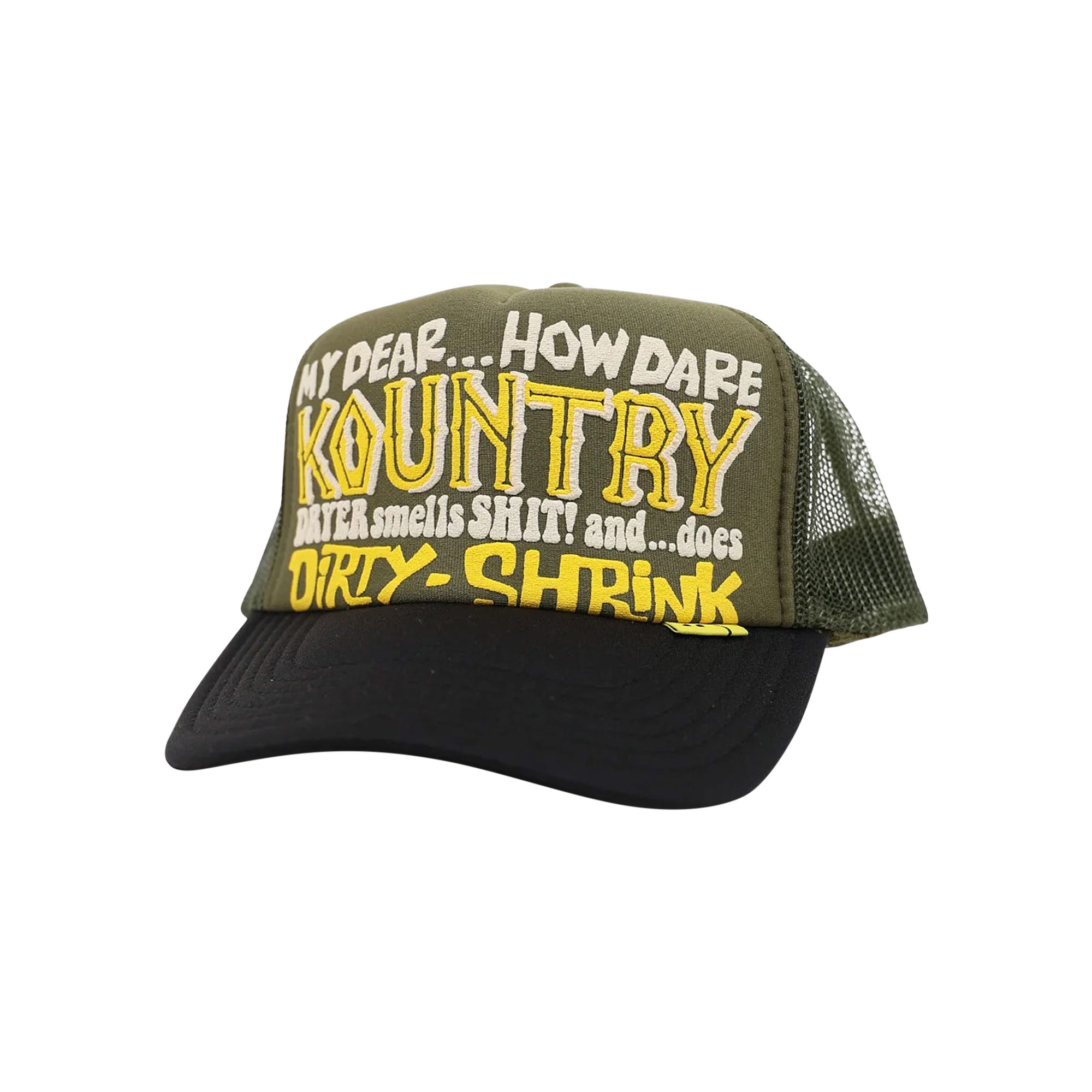 Pre-owned Kapital Kountry Dirty Shrink Trucker Cap 'dark Green/black' In Multi-color