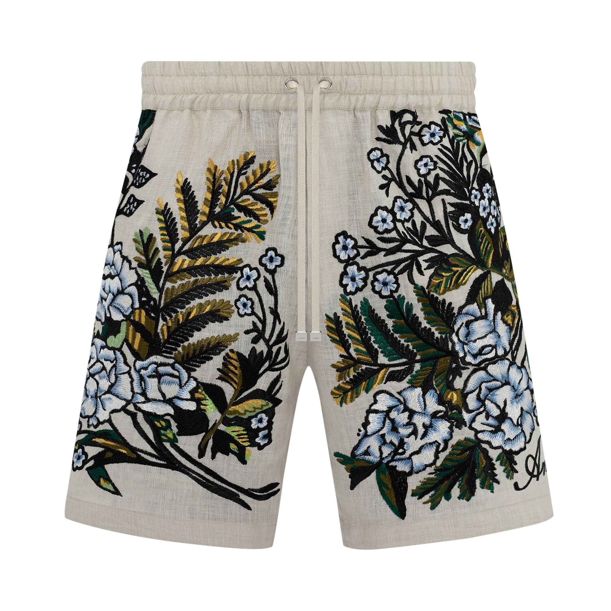 Pre-owned Amiri Embroidered Floral Shorts 'alabaster' | White | Men's Size Xs