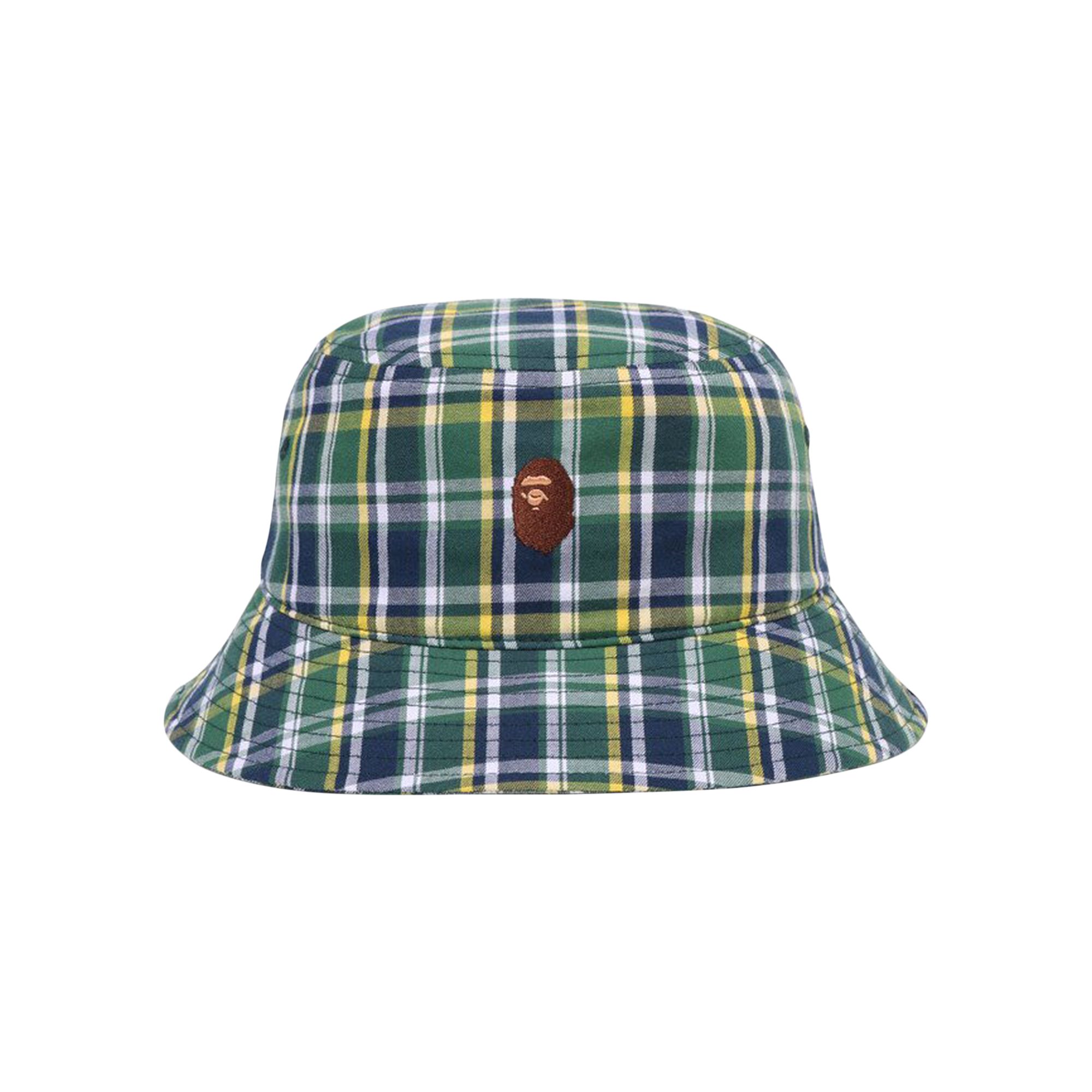 Pre-owned Bape Mini Check Bucket Hat 'green'