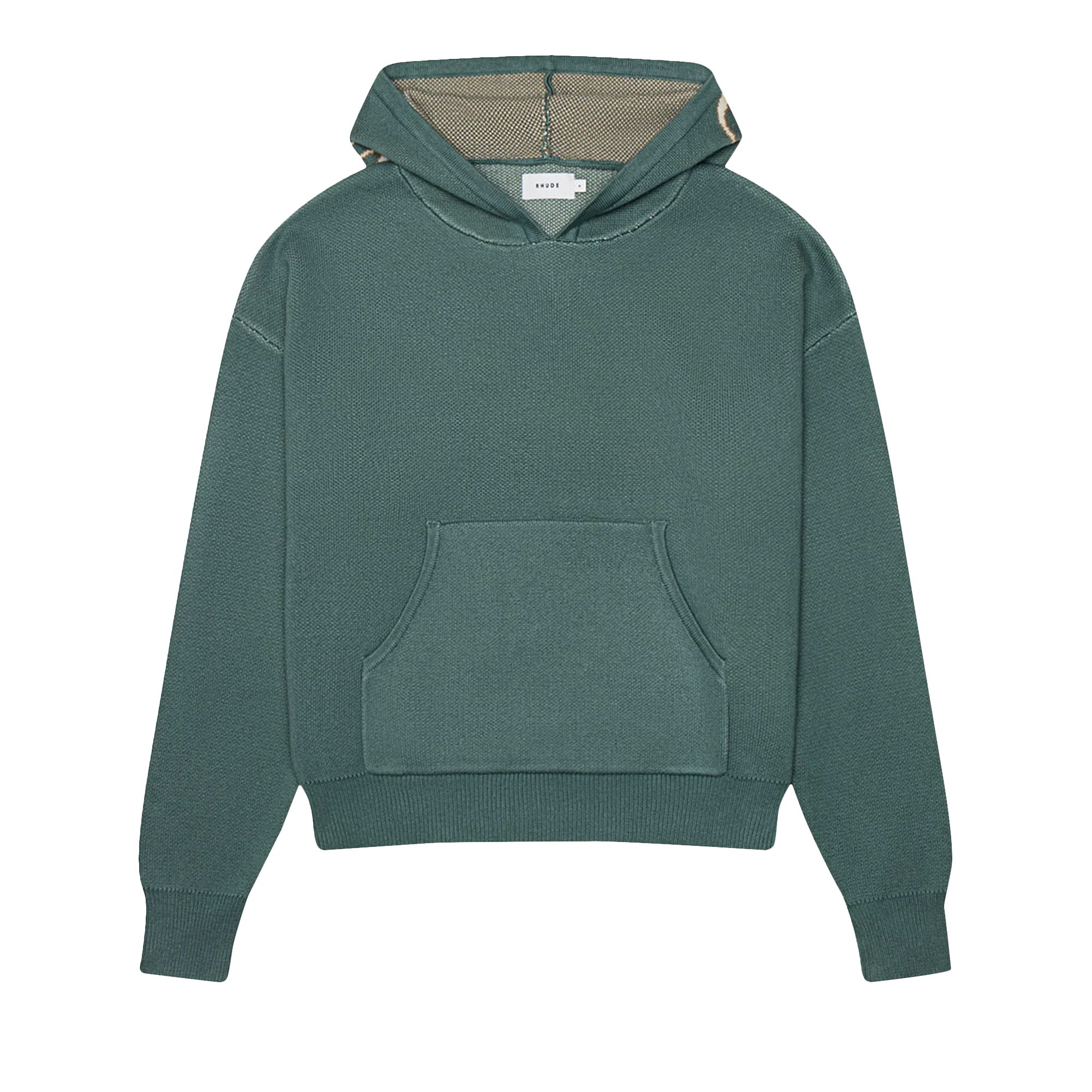 Pre-owned Rhude Script Logo Knit Hoodie 'ivory/sage' In White