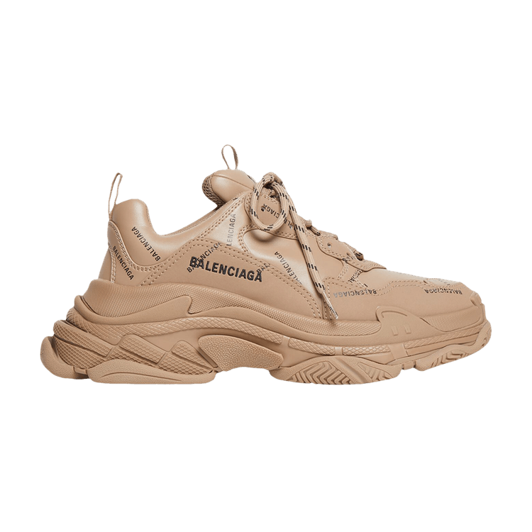 Size 11.0 Balenciaga Triple S Sneaker Allover Logo Dark Beige