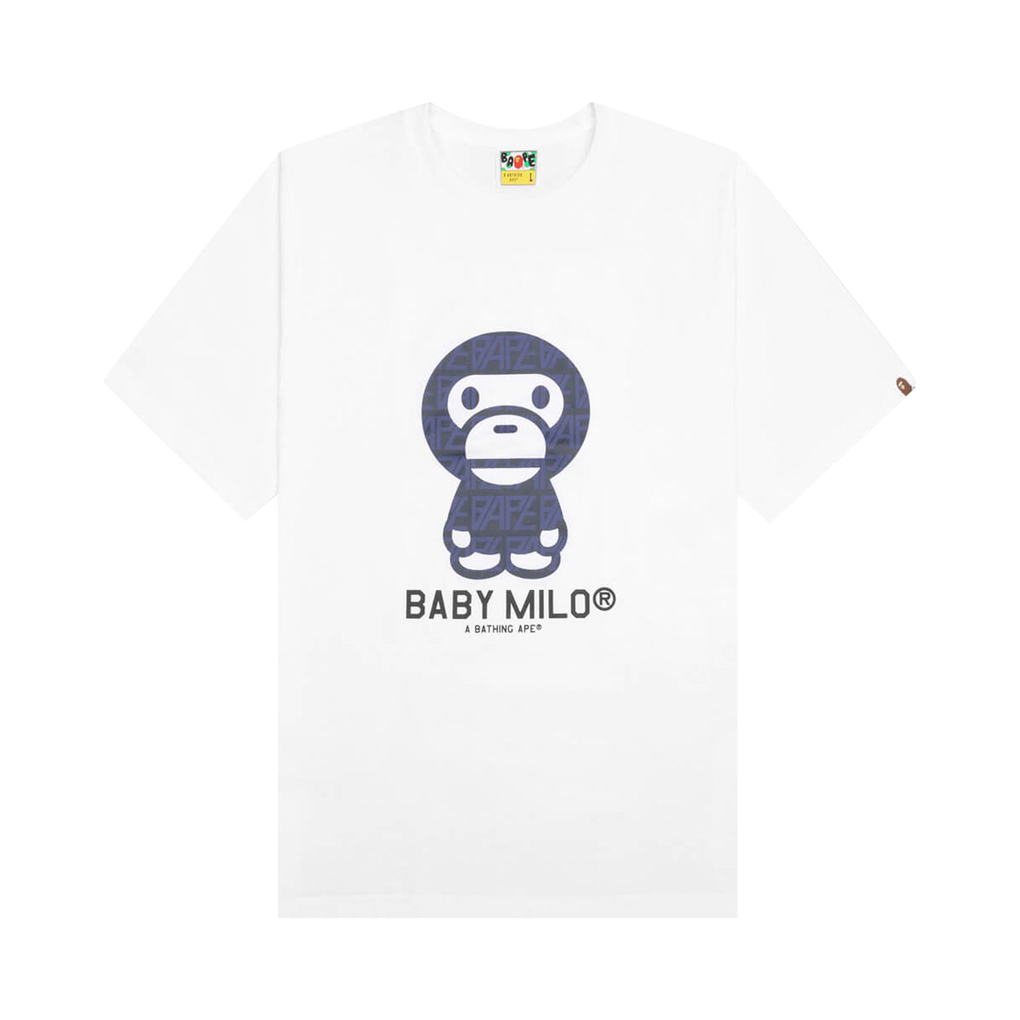 BAPE Logo Monogram Baby Milo Tee 'White/Navy' | Men's Size XL