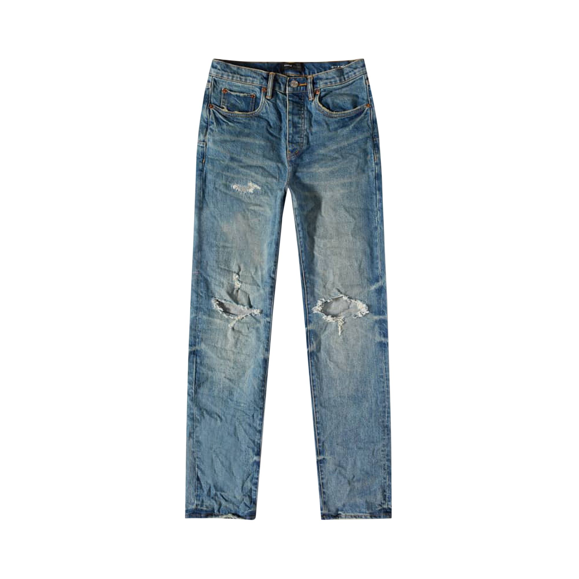 Click to view more detailed imagery on our partner's website Pre-owned Purple Brand Mid Rise Straight Jeans 'vintage Aged Indigo/blowout' In Blue